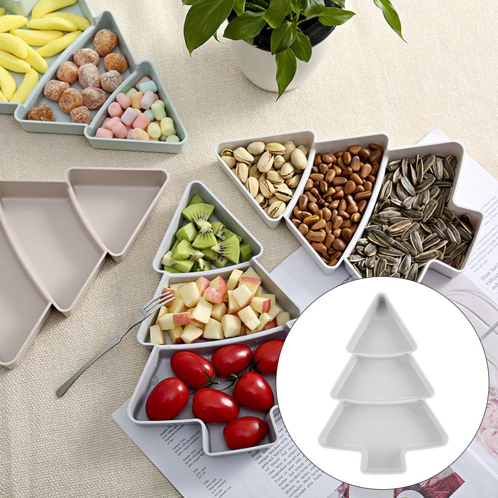 3 Grids Snacks Platter Serving Tray Snacks Appetizers Nut Storage Tray White