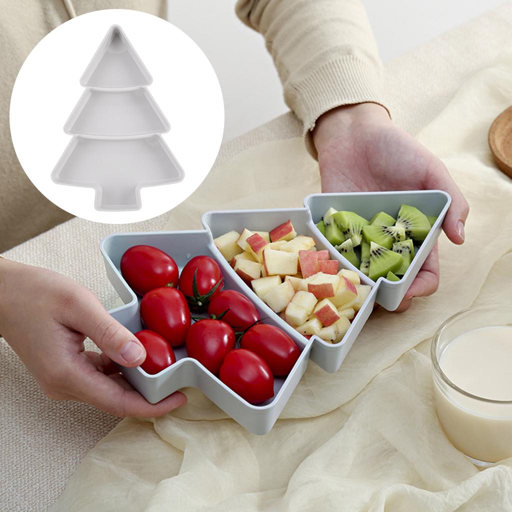 3 Grids Snacks Platter Serving Tray Snacks Appetizers Nut Storage Tray White