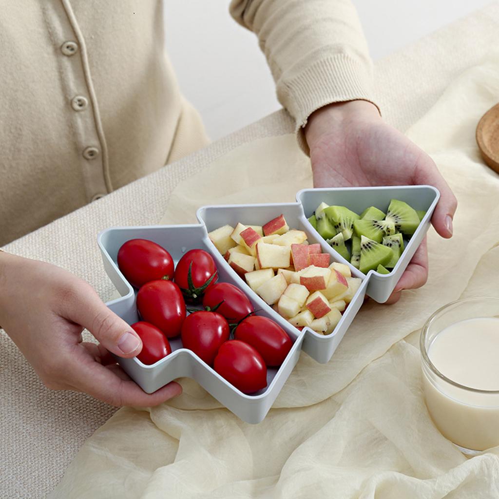 3 Grids Snacks Platter Serving Tray Snacks Appetizers Nut Storage Tray Blue