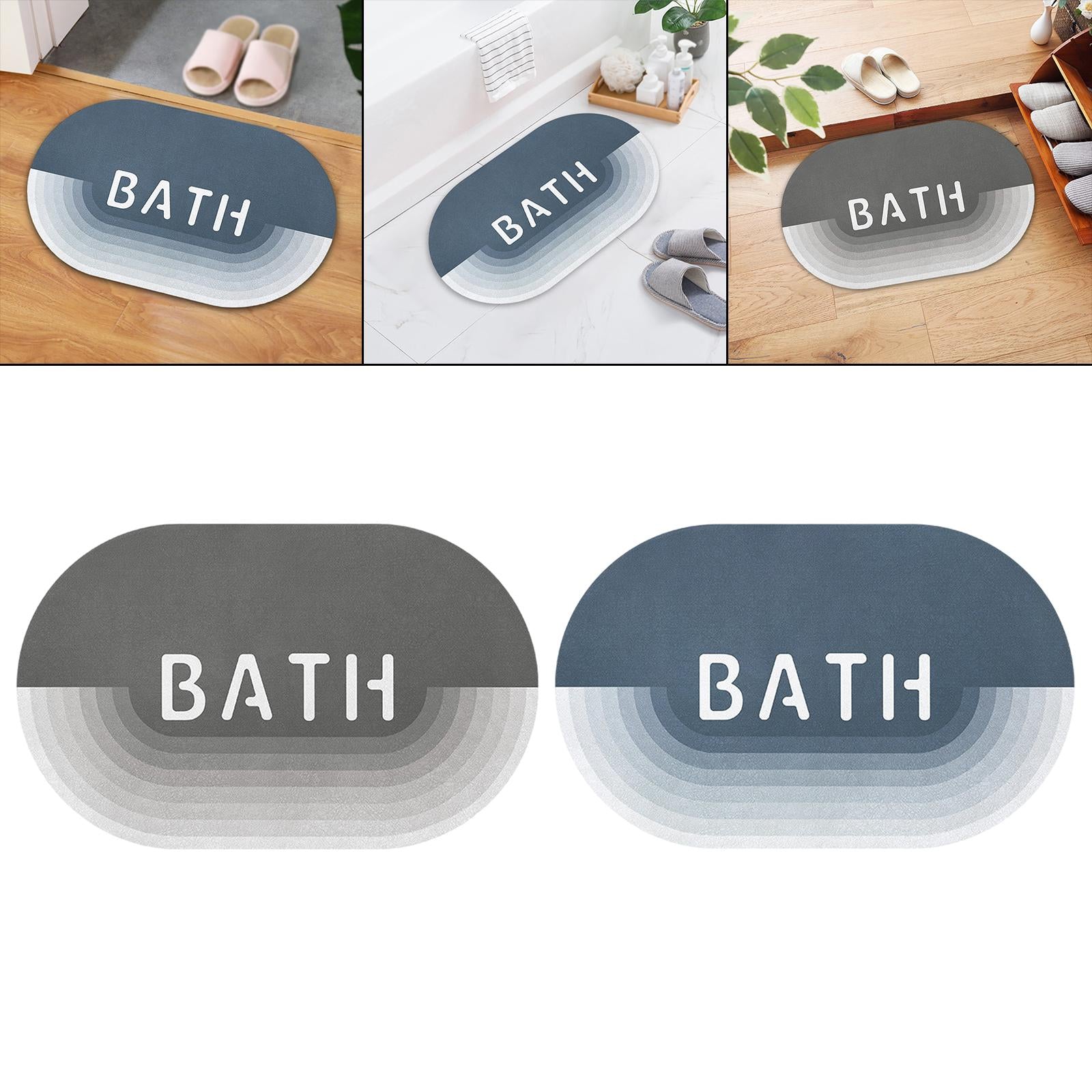 Nordic Style Bath Mat Polyester Soft Washable Non Slip 50x80cm for Balcony gray