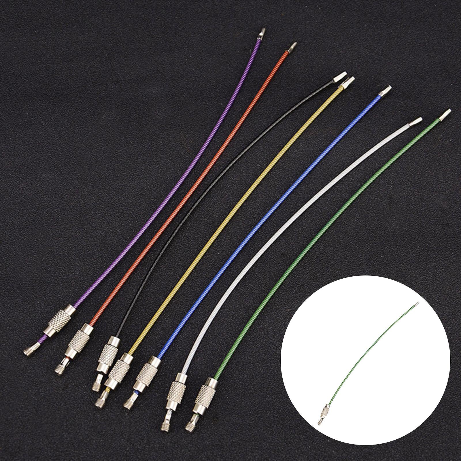 2xWire Keychain Cable 6inch Stainless Steel Hiking for Key Fobs Jewelry DIY Green