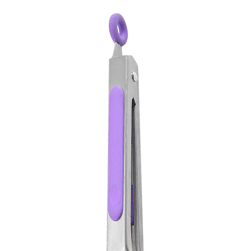 Kitchen Tongs with Silicone Tips Food BBQ Cooking Utensil 7 inch Purple