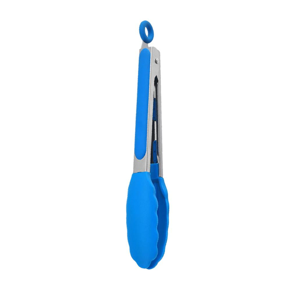 Kitchen Tongs with Silicone Tips Food BBQ Cooking Utensil 9 inch Blue
