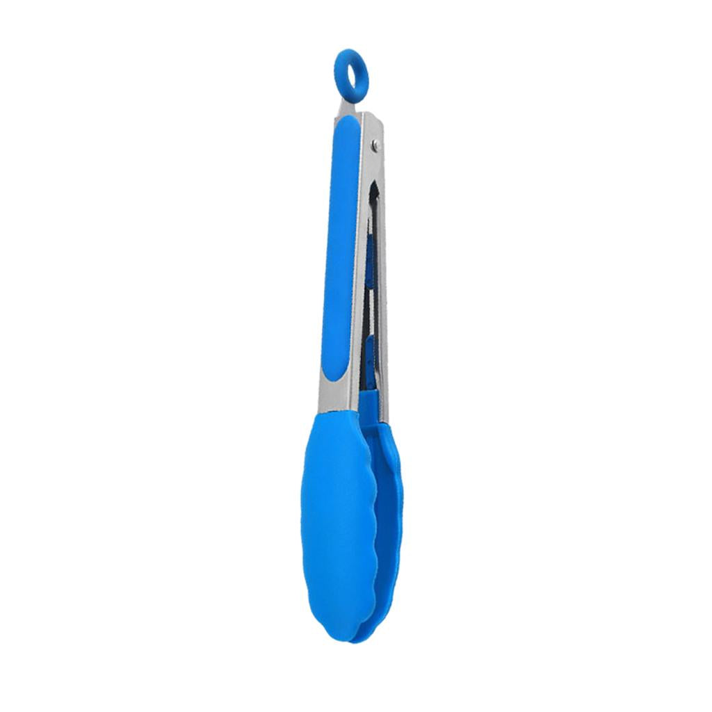 Kitchen Tongs with Silicone Tips Food BBQ Cooking Utensil 9 inch Blue