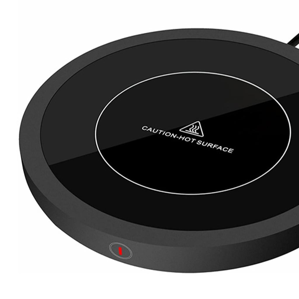 Electric Cup Mug Heater Mat Drinking Heating Pad Adjustable Temperature Black Round
