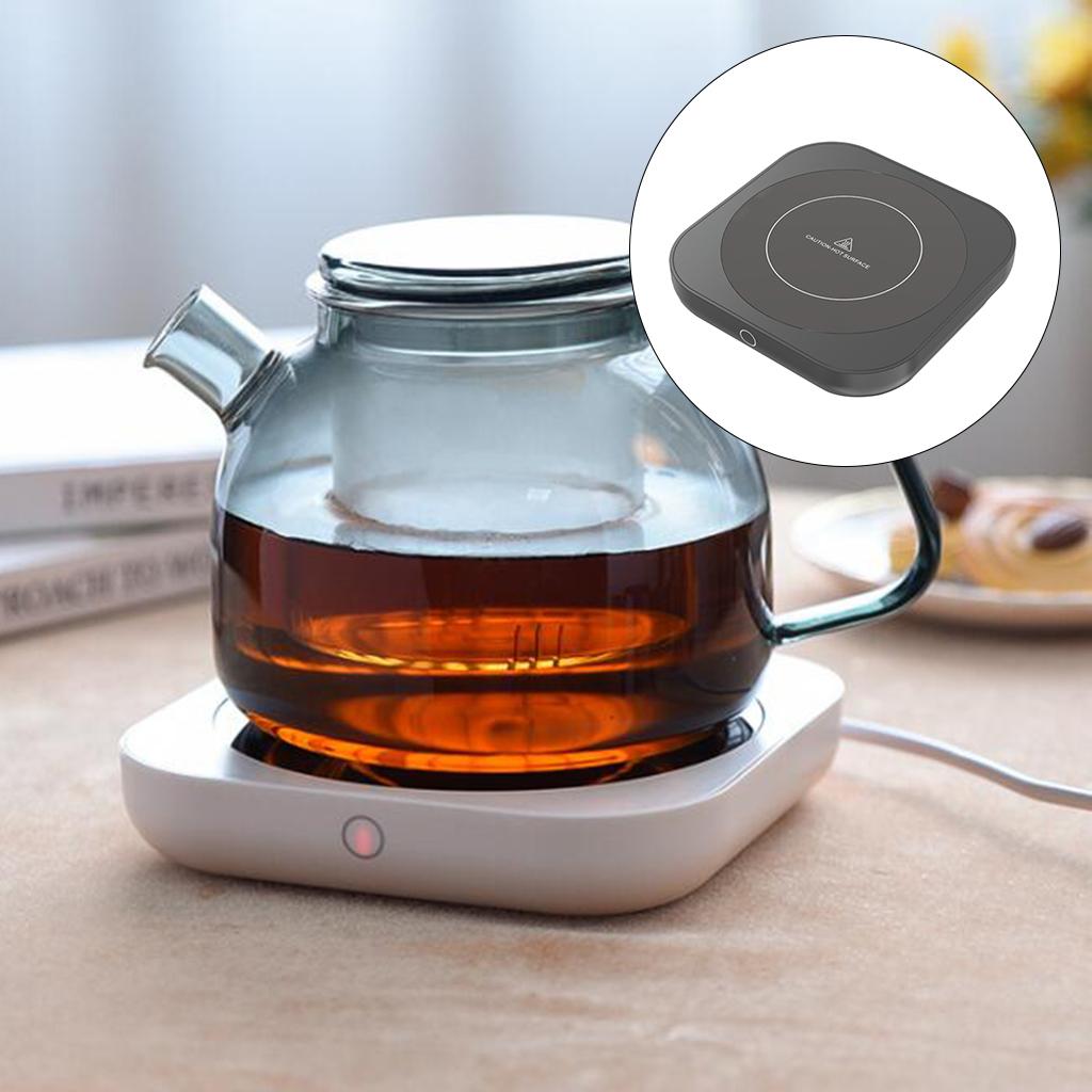 Electric Cup Mug Heater Mat Drinking Heating Pad Adjustable Temperature Black Square
