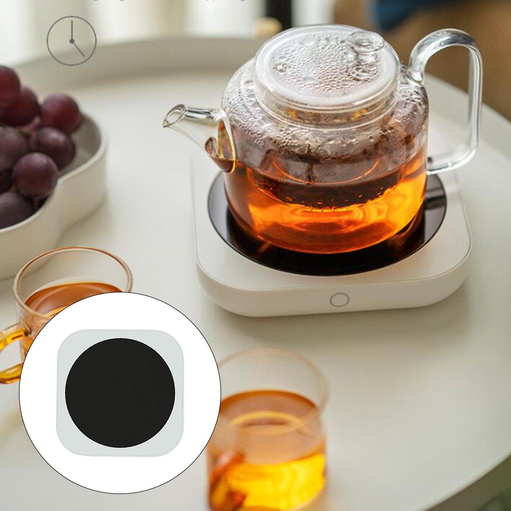 Electric Cup Mug Heater Mat Drinking Heating Pad Adjustable Temperature White Square