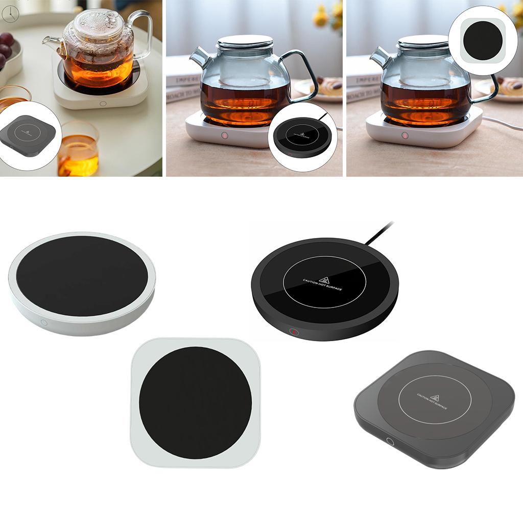 Electric Mug Warmer Auto Shut Off for Home Desk Use UK-Plug Black Round