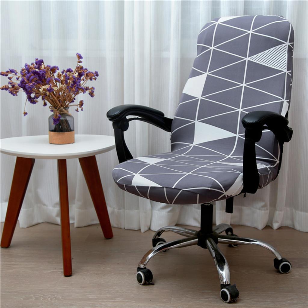 Computer Office Chair Cover Swivel Office Armchair Slipcover for Boss Chair Geometry Style