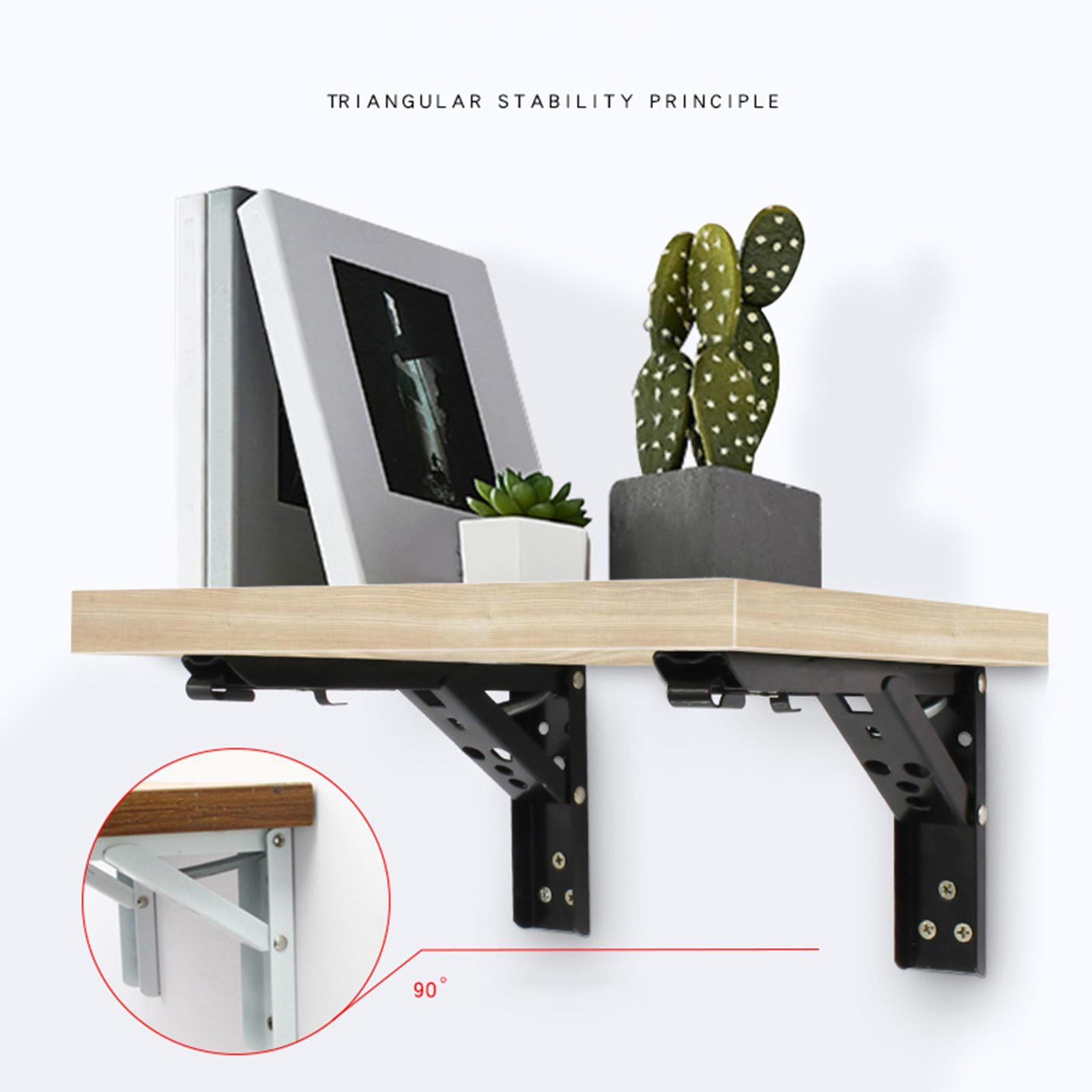 Metal Triangle Folding Angle Bracket Shelf Bracket DIY for Home Storage 14in brushed