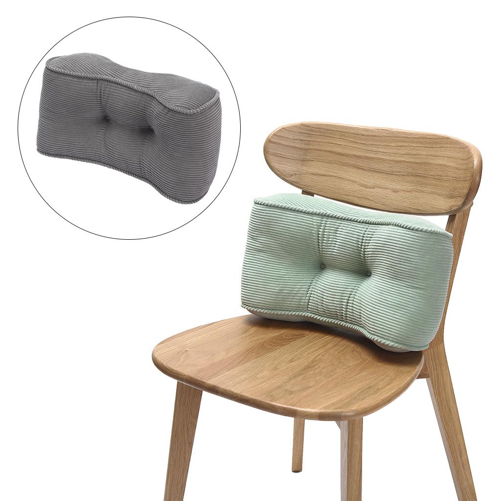 Corduroy Lumbar Back Support Cushion Waist Pillow Office Home Car Chair Silver Gray