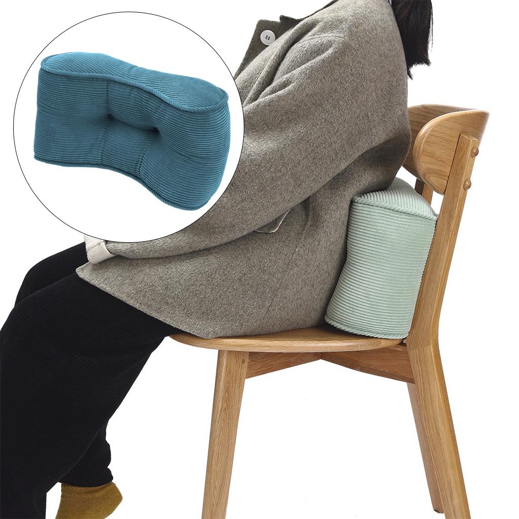 Corduroy Lumbar Back Support Cushion Waist Pillow Office Home Car Chair Light Green