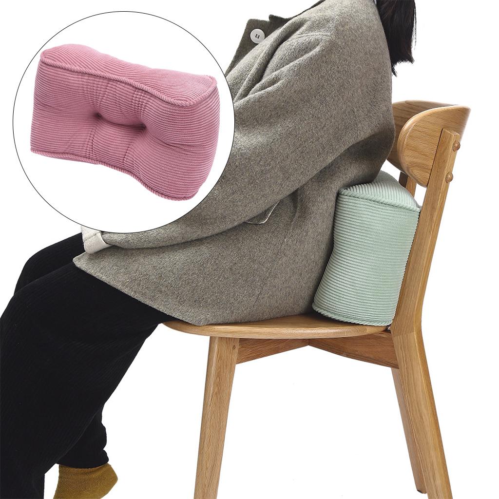 Corduroy Lumbar Back Support Cushion Waist Pillow Office Home Car Chair Pink