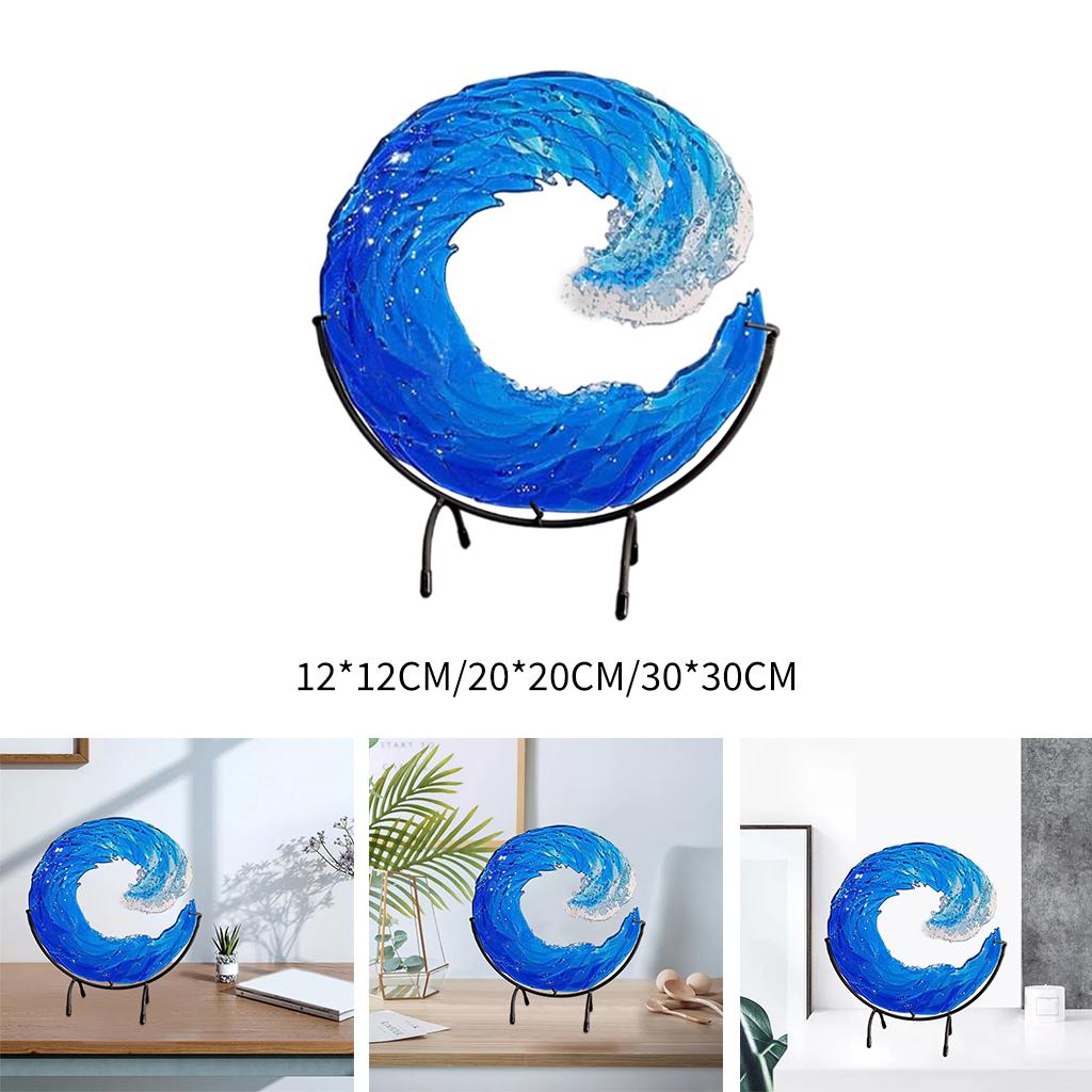 Ocean Wave Sculpture Creative Gradient with Stand Figurine Desktop 20x20cm