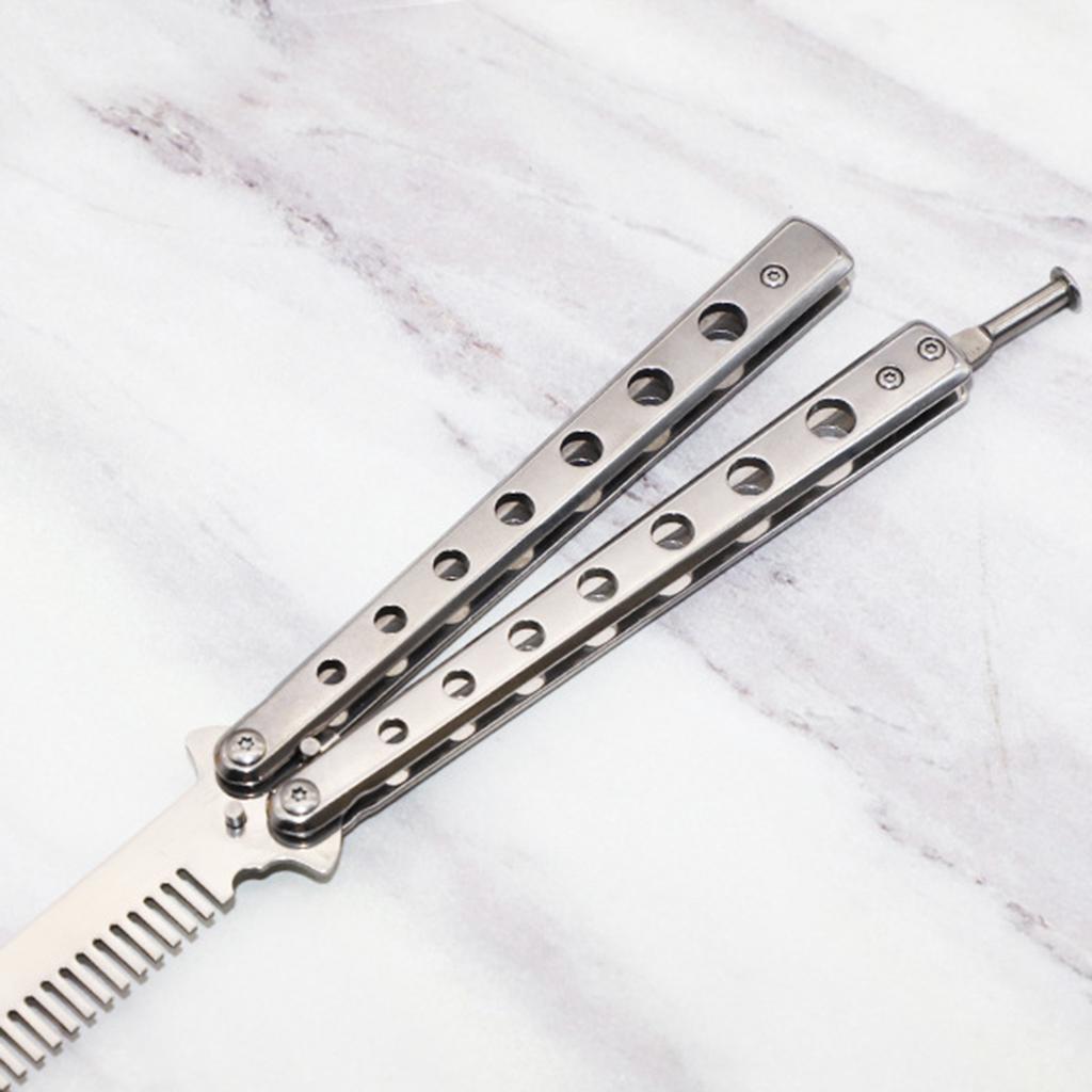 Foldable Beginner Butterfly Knife Practice Knife Combs Training Knife Silver