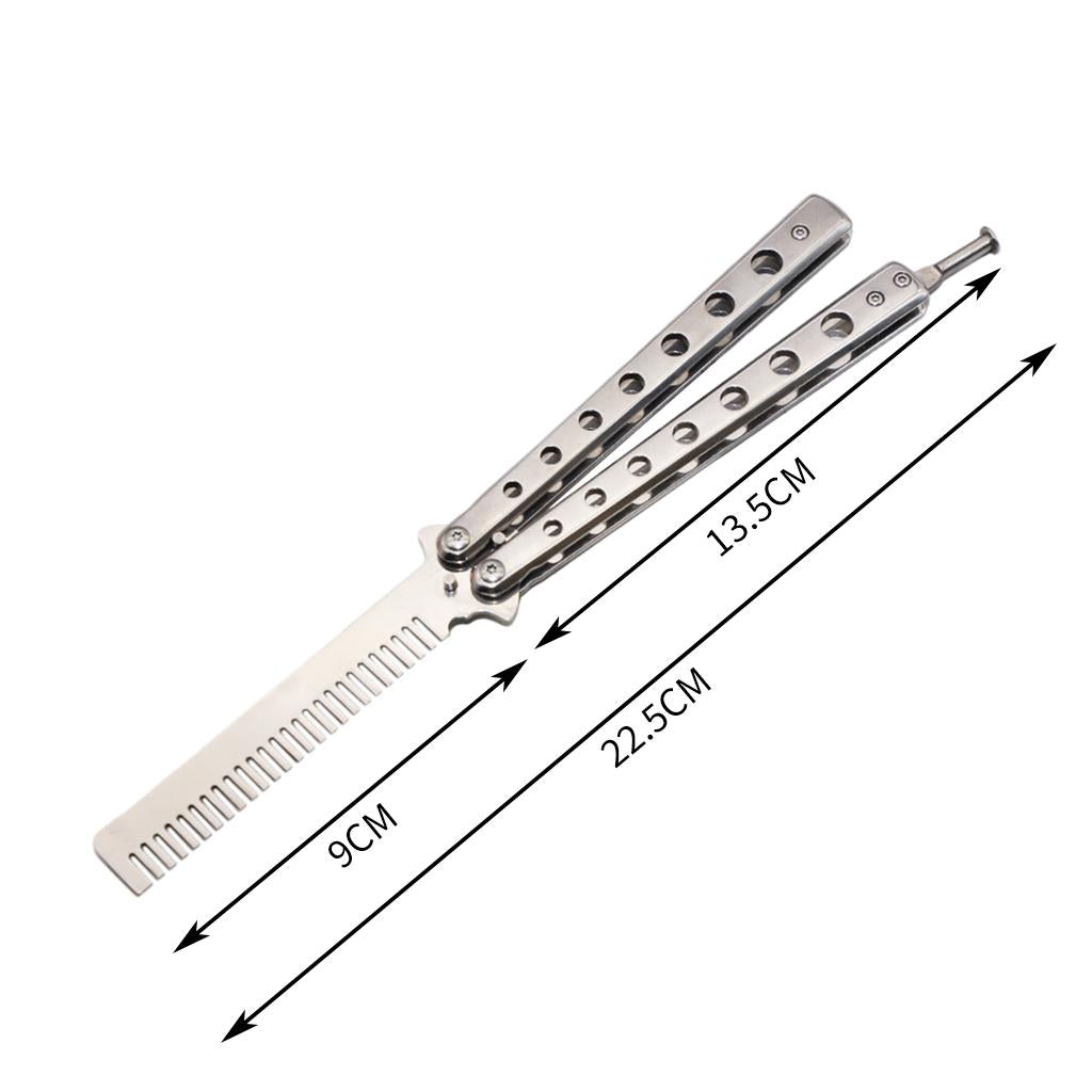 Foldable Beginner Butterfly Knife Practice Knife Combs Training Knife Silver