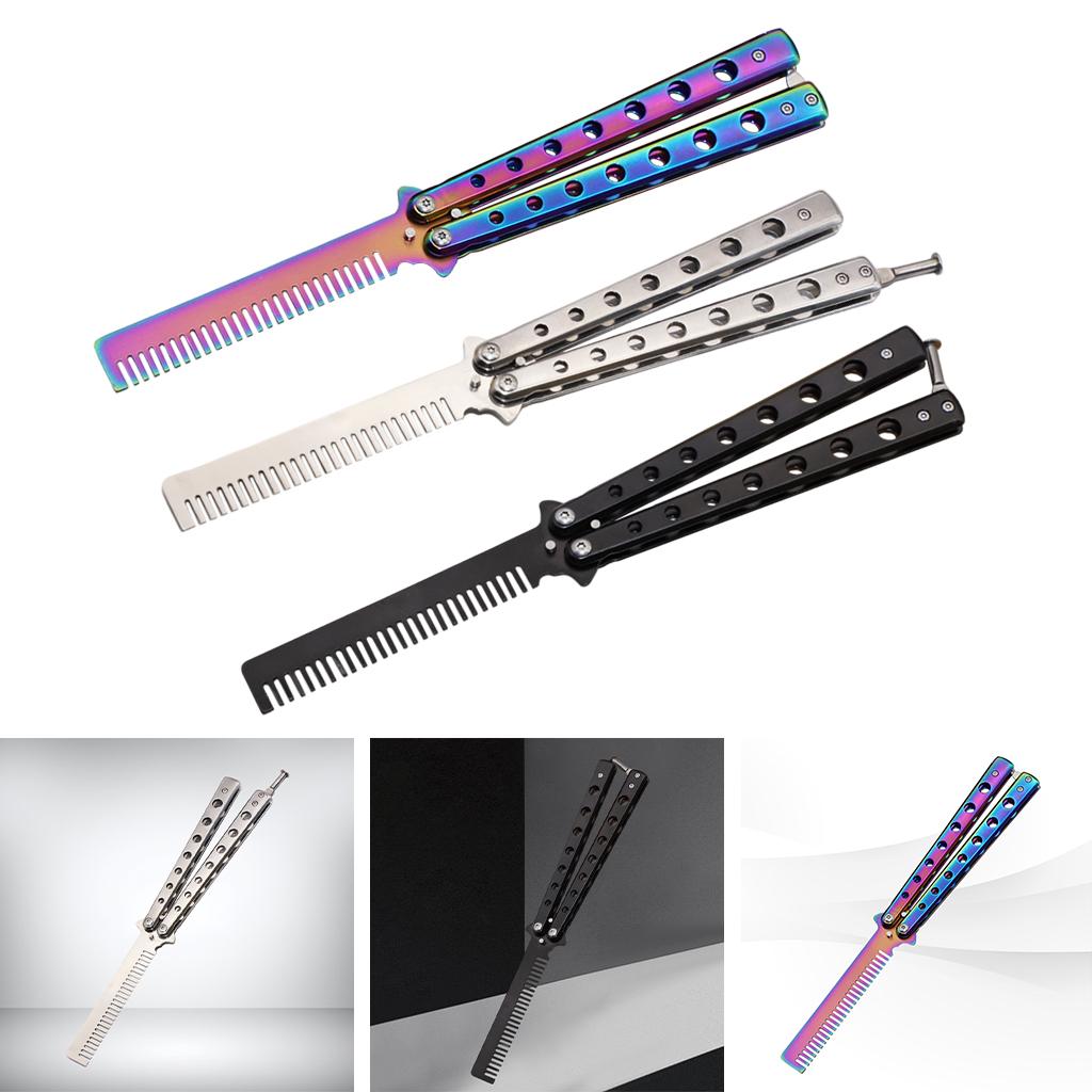 Foldable Beginner Butterfly Knife Practice Knife Combs Training Knife Silver