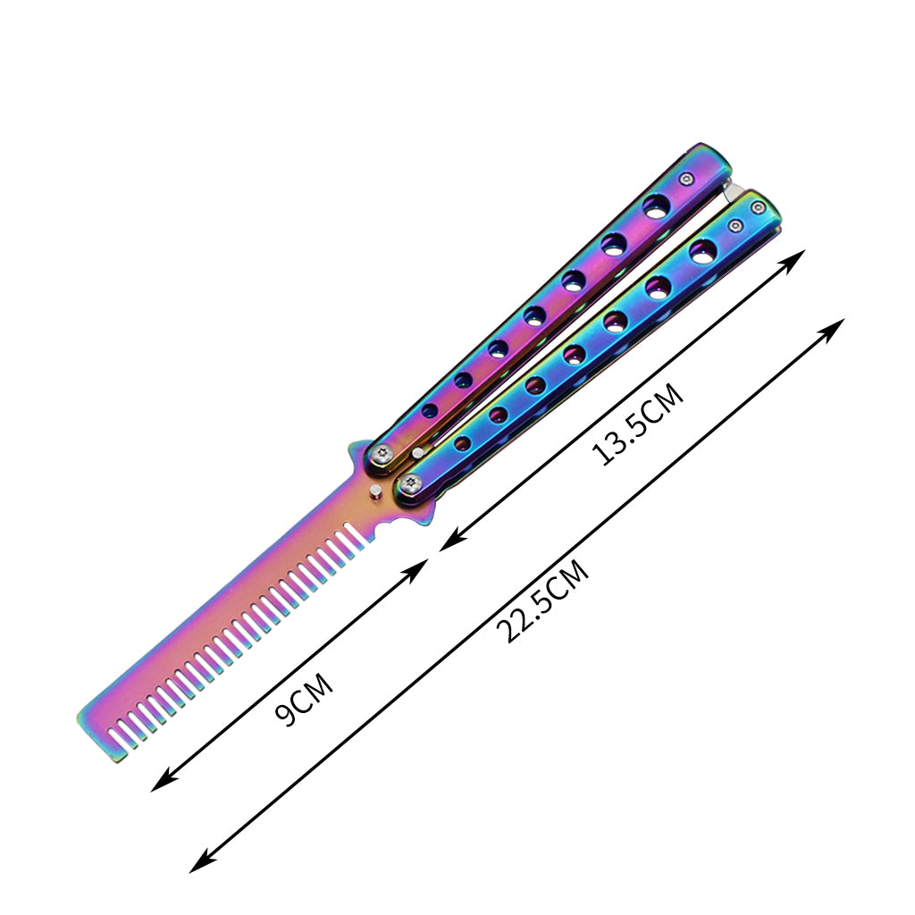 Foldable Beginner Butterfly Knife Practice Knife Combs Training Knife Multicolor