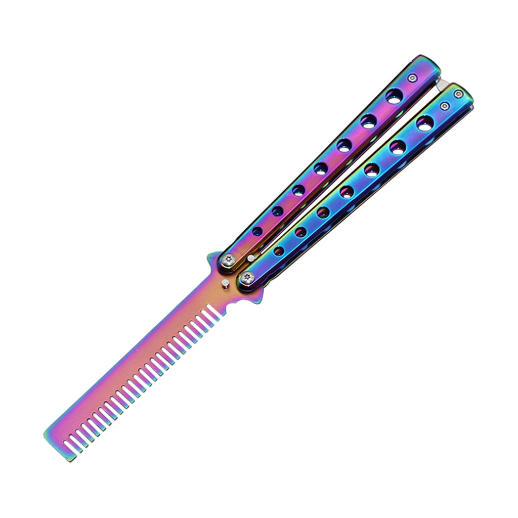 Foldable Beginner Butterfly Knife Practice Knife Combs Training Knife Multicolor