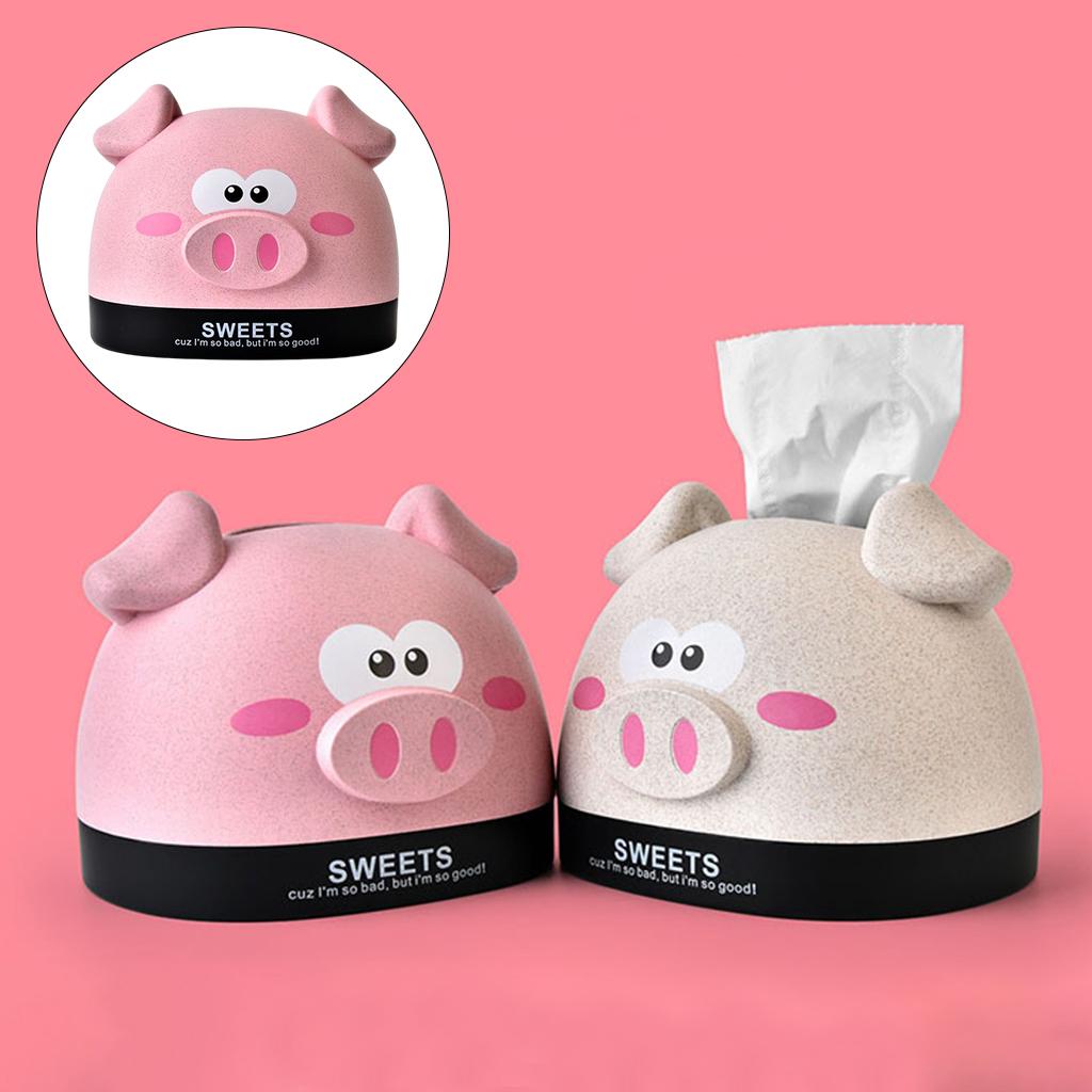Cute Tissue Box Ornament Craft for Desktop Bedroom Kitchen pink piggy