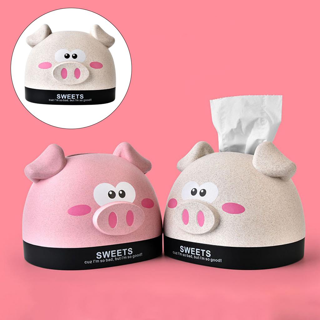 Cute Tissue Box Ornament Craft for Desktop Bedroom Kitchen beige piggy