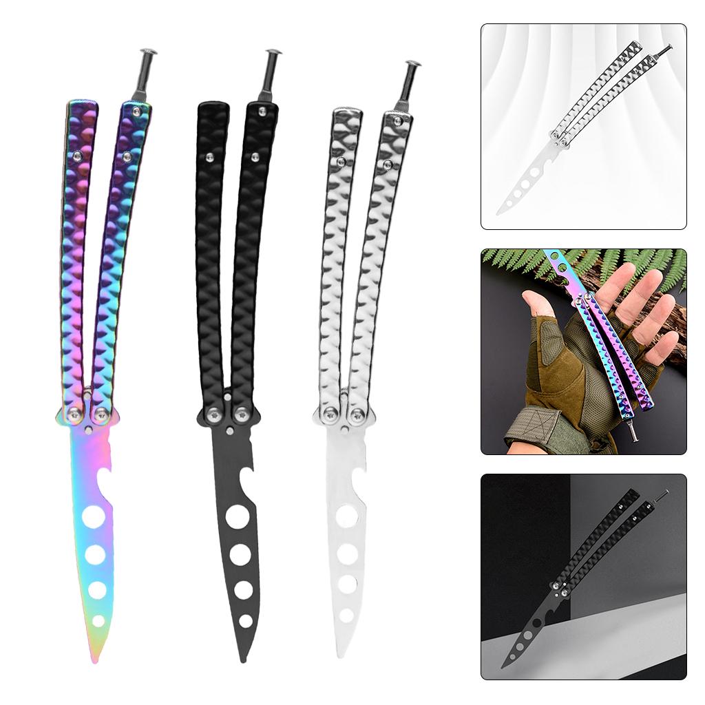 Butterfly Knife Trainer 3CR13 Steel Practice Swords Unsharpened Silver