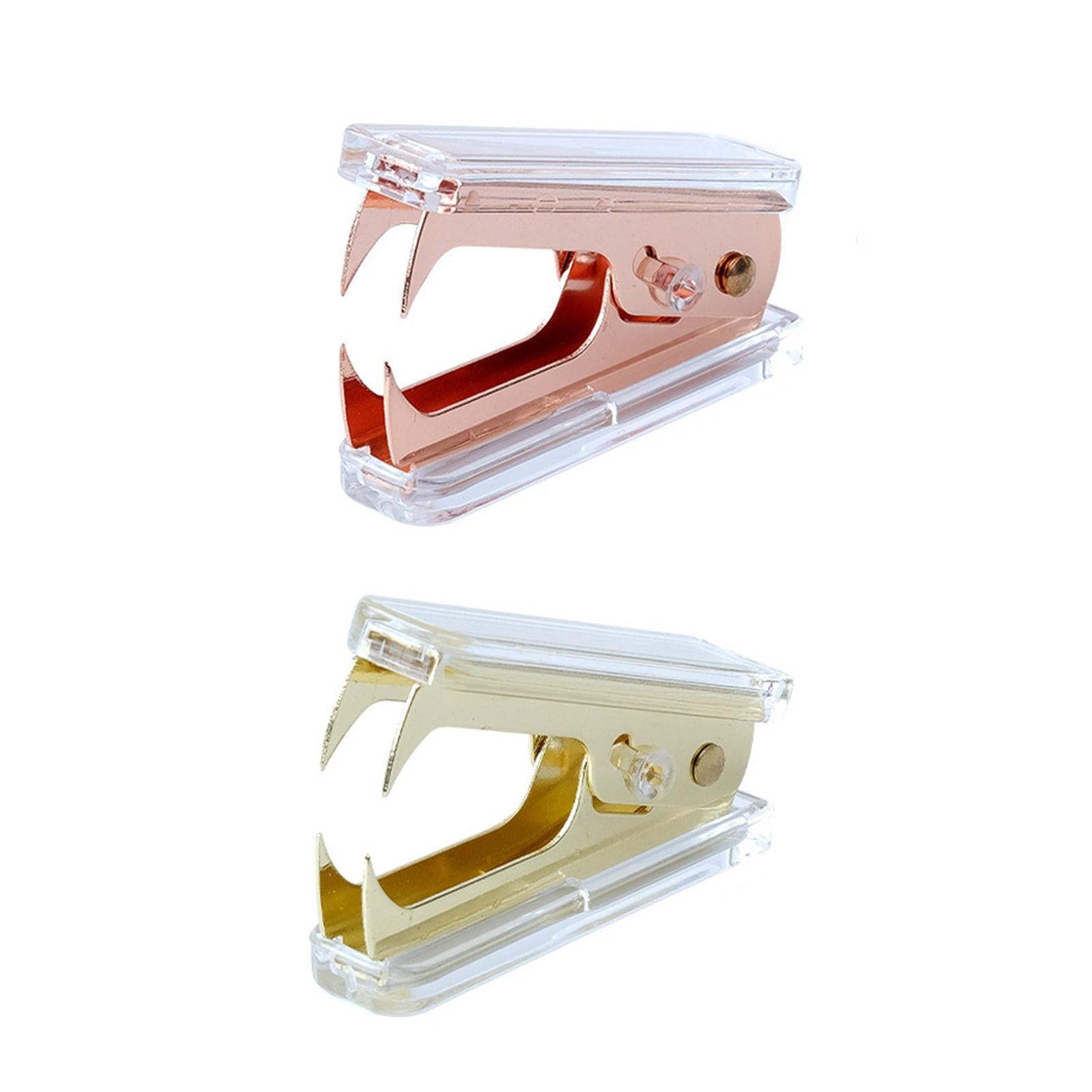 3xManual Stapler Transparent Acrylic for Bookbinding Document Office Supplies Rose Gold