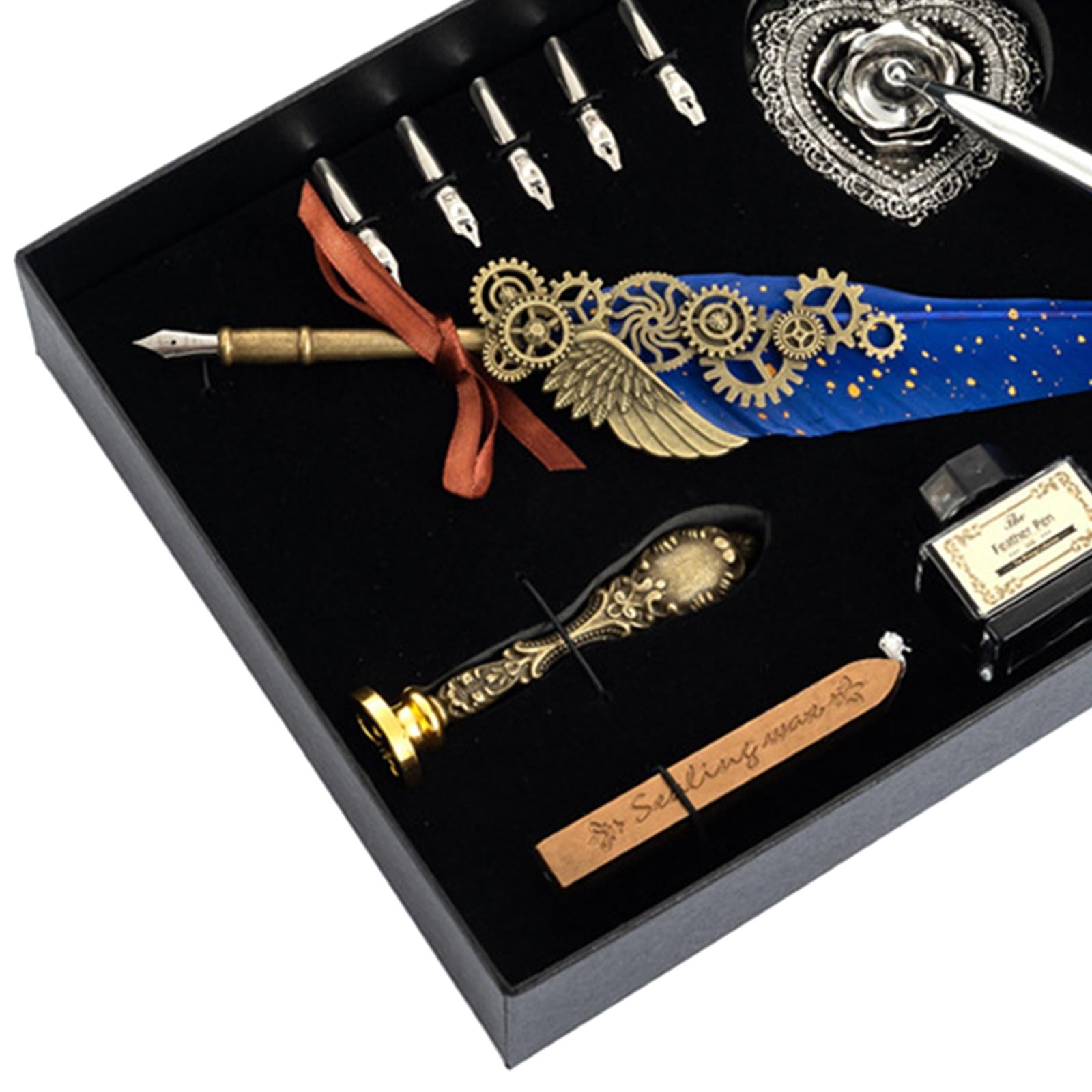 Calligraphy Pen Set Feather Pen Set for Beginners Writing Birthday Gift Blue