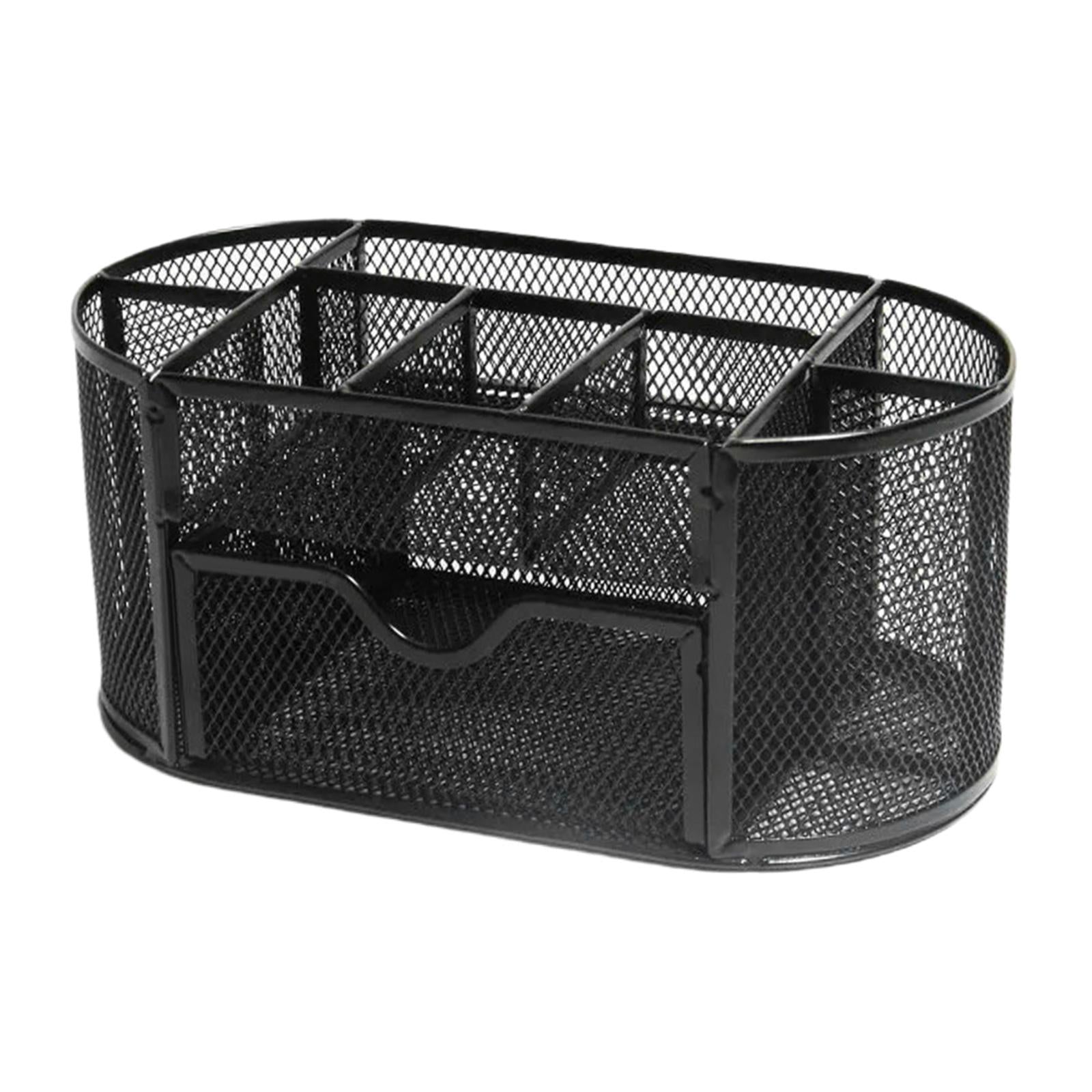 Metal Mesh Desk Organizer Set Desktop Supply Pen Holder Hutch Storage Table Black