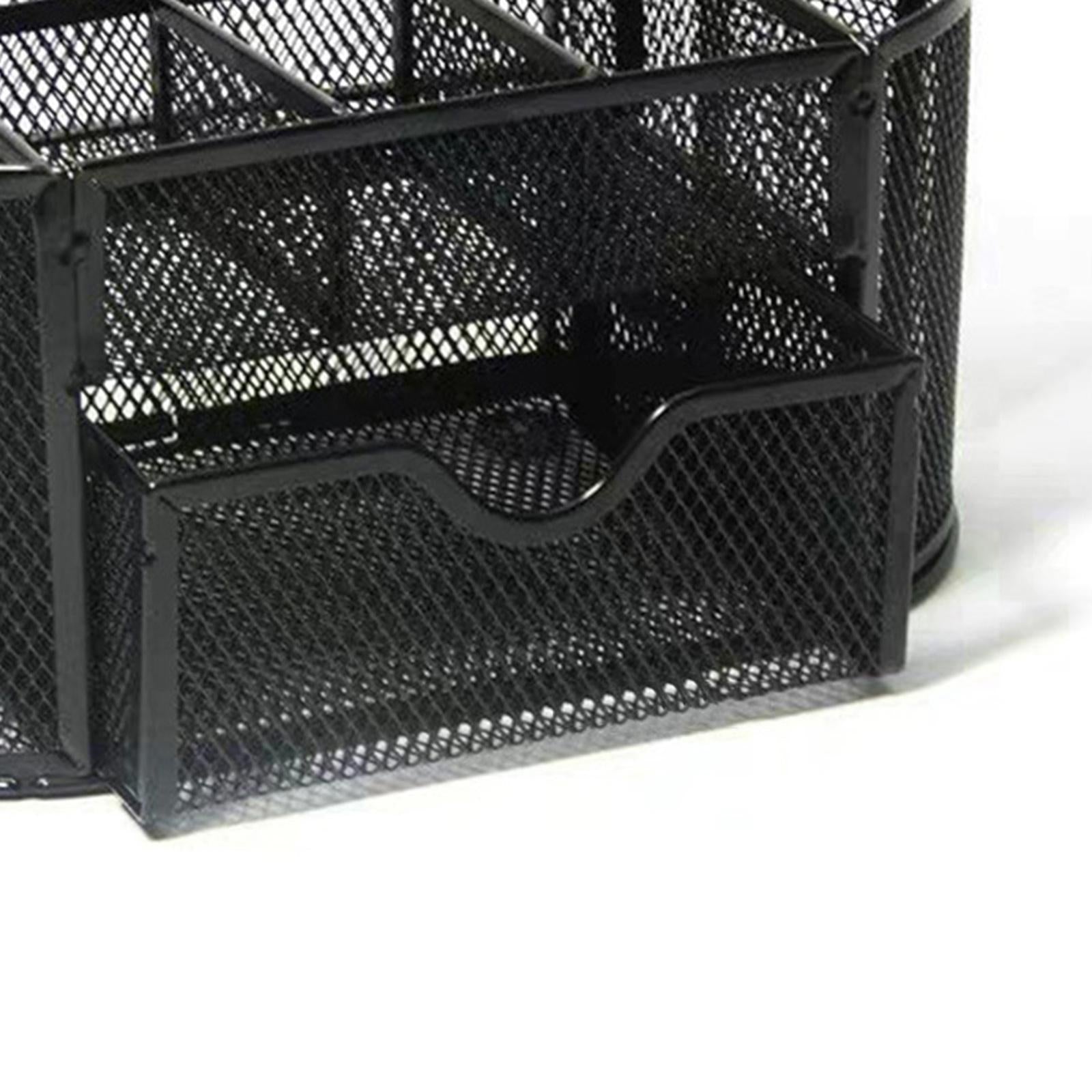 Metal Mesh Desk Organizer Set Desktop Supply Pen Holder Hutch Storage Table Black