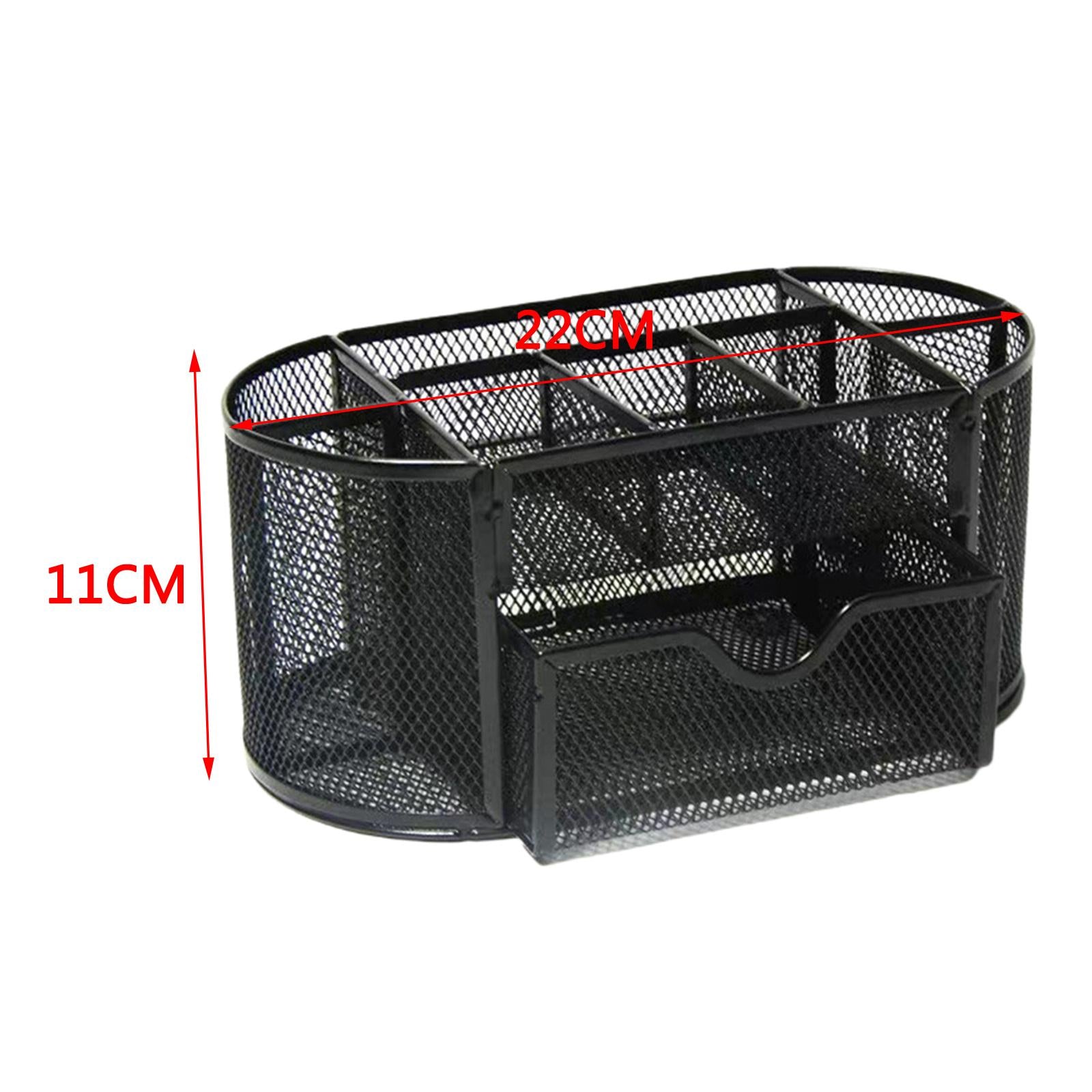 Metal Mesh Desk Organizer Set Desktop Supply Pen Holder Hutch Storage Table Black