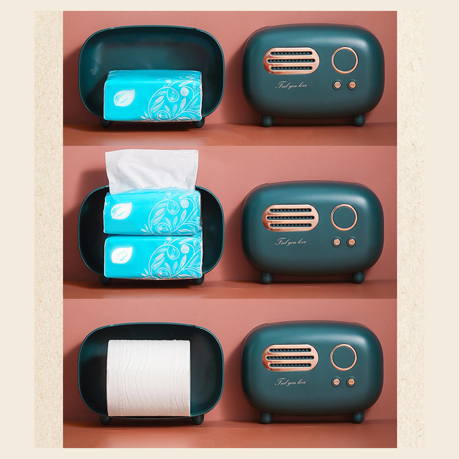 Radio Tissue Box Cover Napkin Storage Box for Cabinet Car Furnishings Green