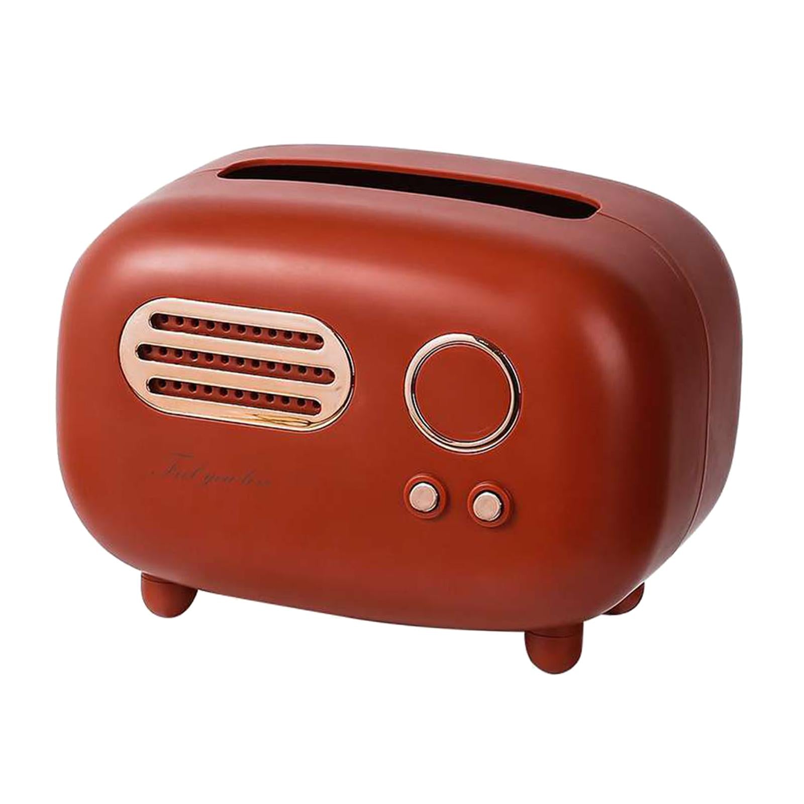 Radio Tissue Box Cover Napkin Storage Box for Cabinet Car Furnishings Red