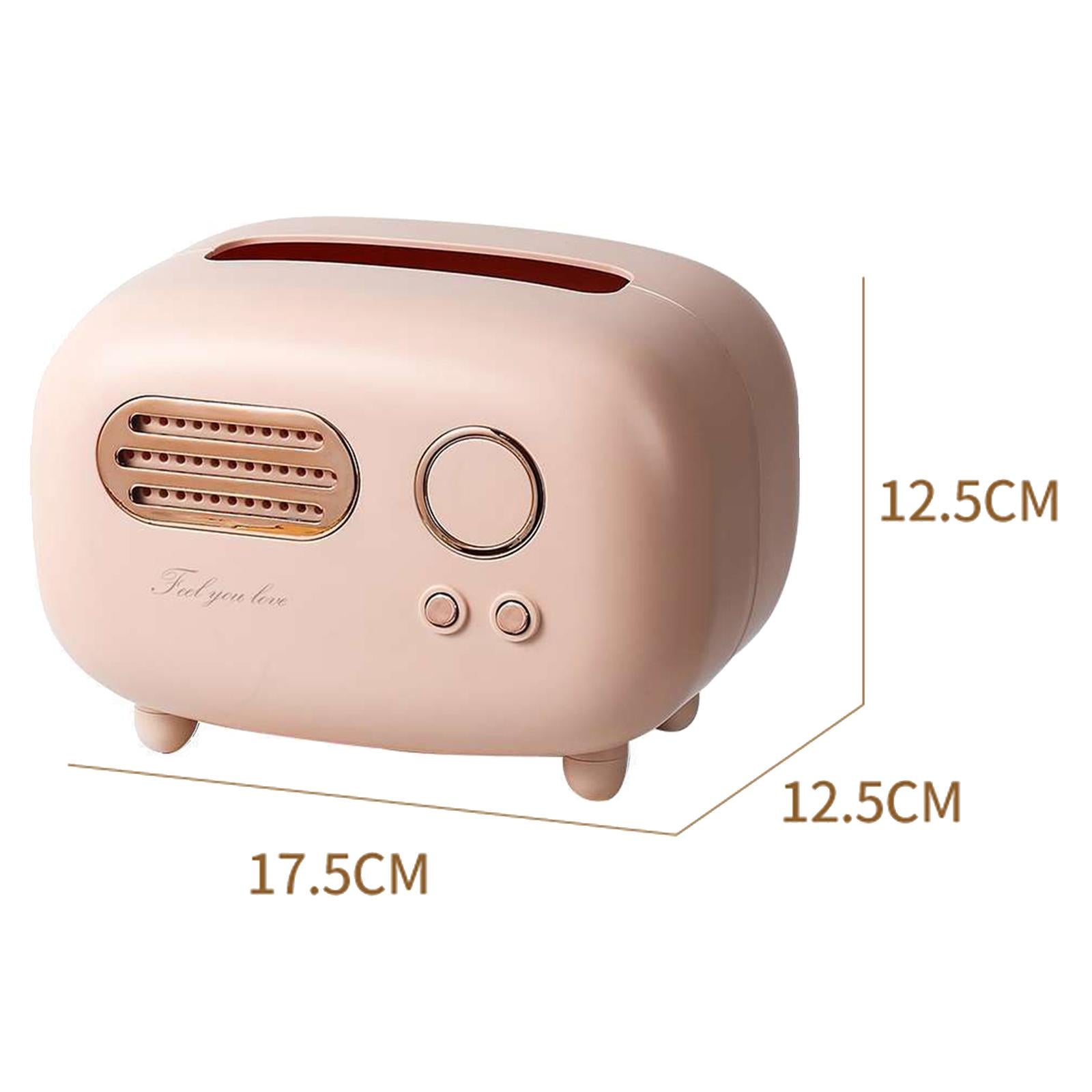Radio Tissue Box Cover Napkin Storage Box for Cabinet Car Furnishings Pink