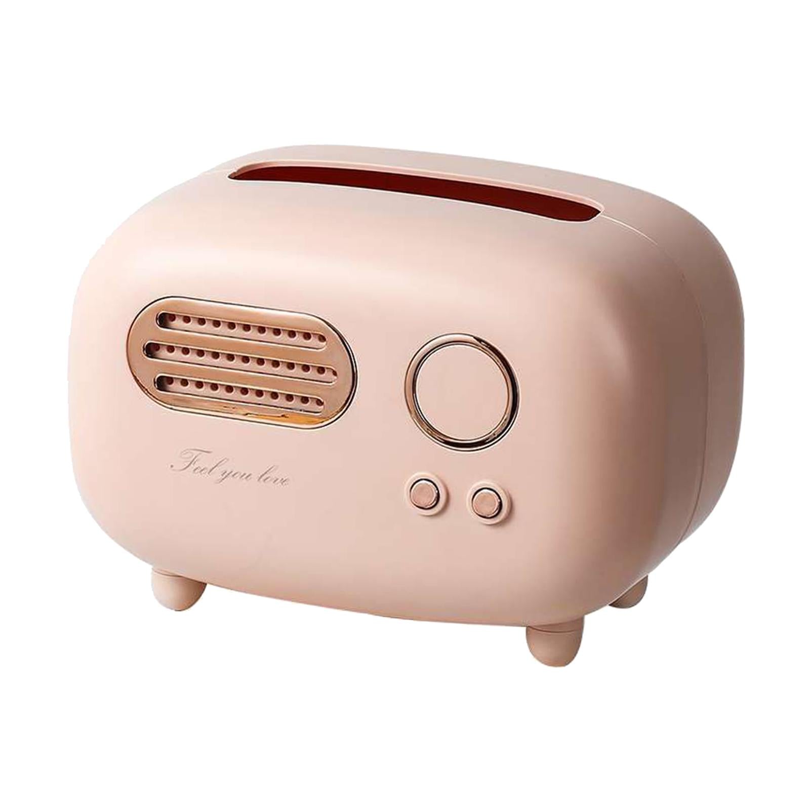 Radio Tissue Box Cover Napkin Storage Box for Cabinet Car Furnishings Pink