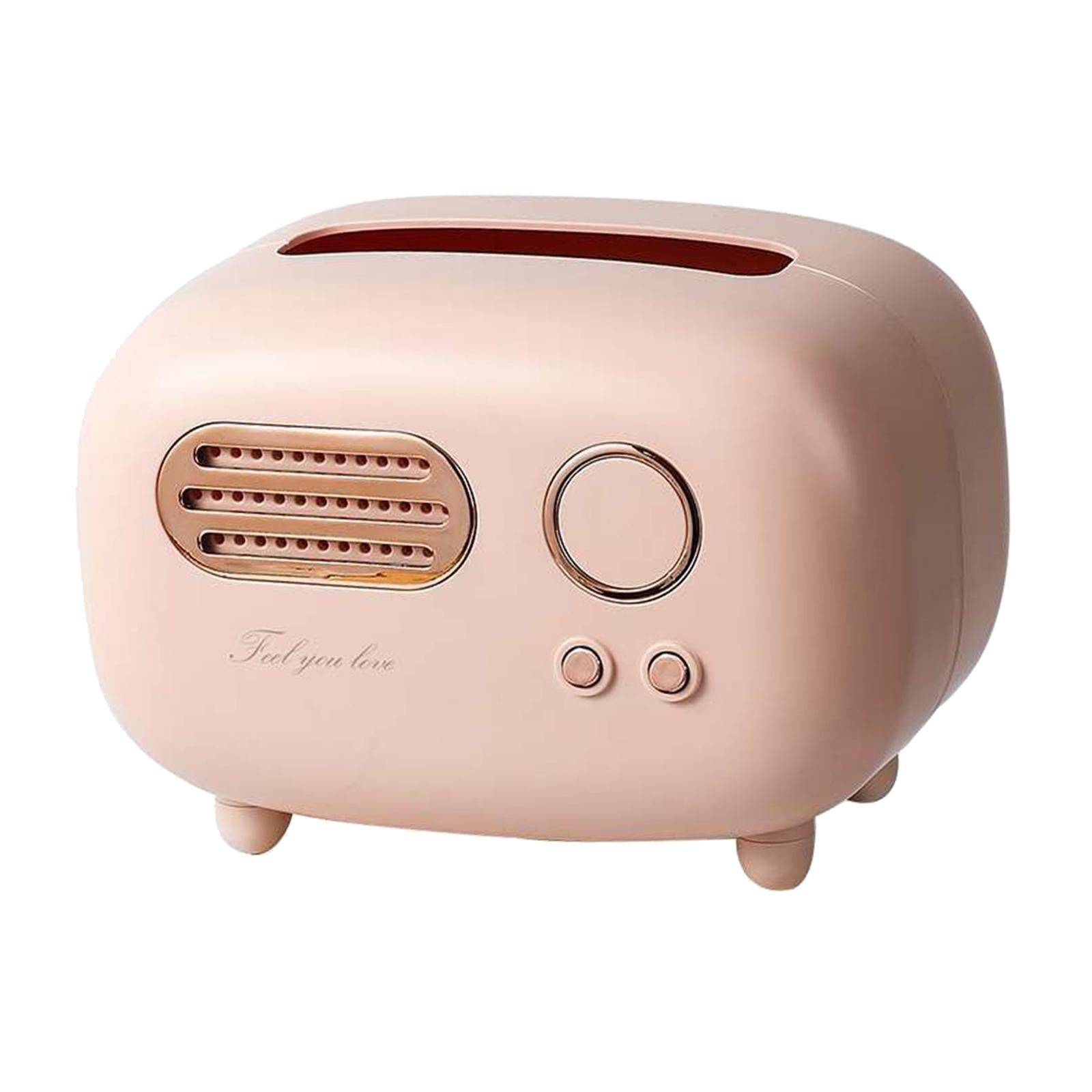 Radio Tissue Box Cover Napkin Storage Box for Cabinet Car Furnishings Pink