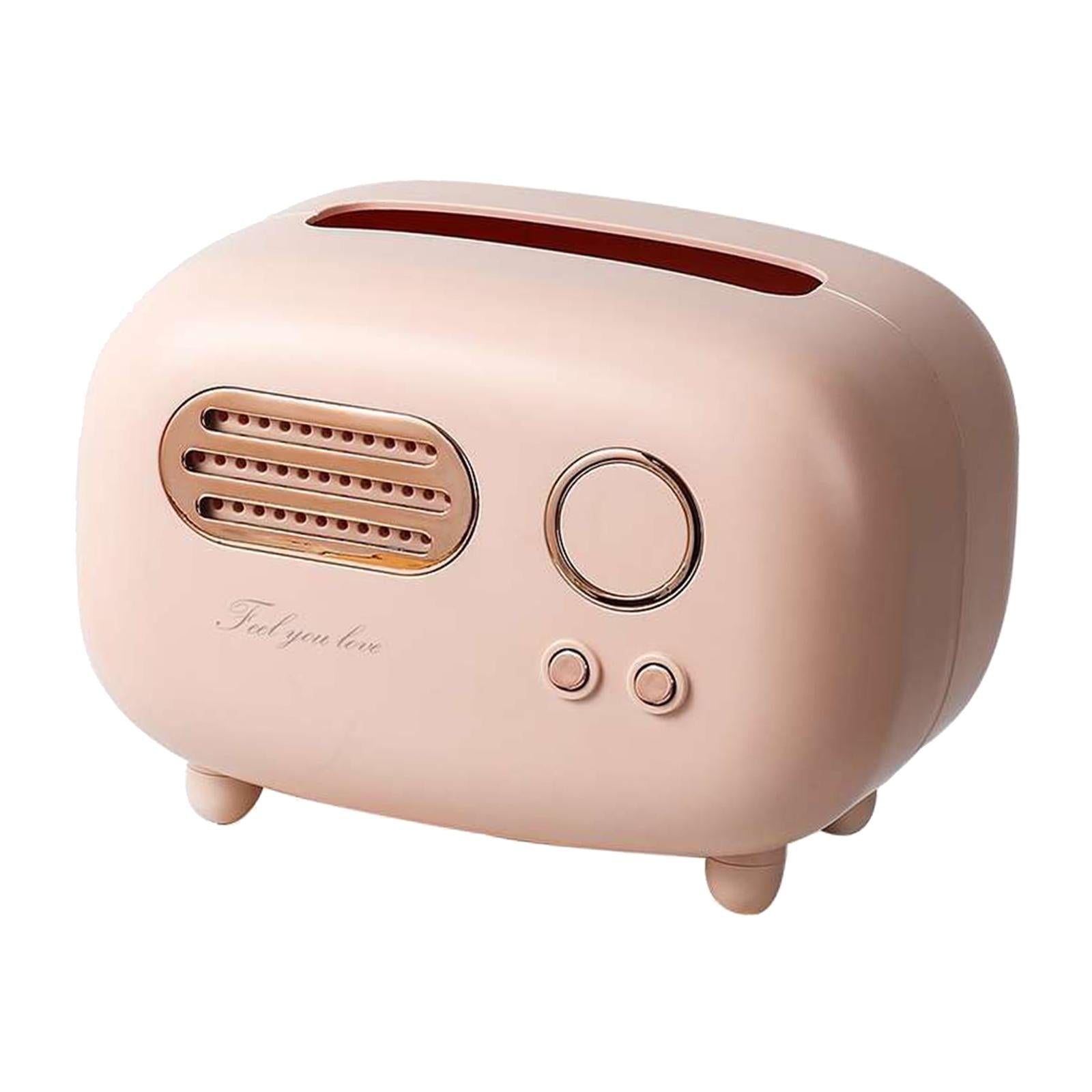 Radio Tissue Box Cover Napkin Storage Box for Cabinet Car Furnishings Pink