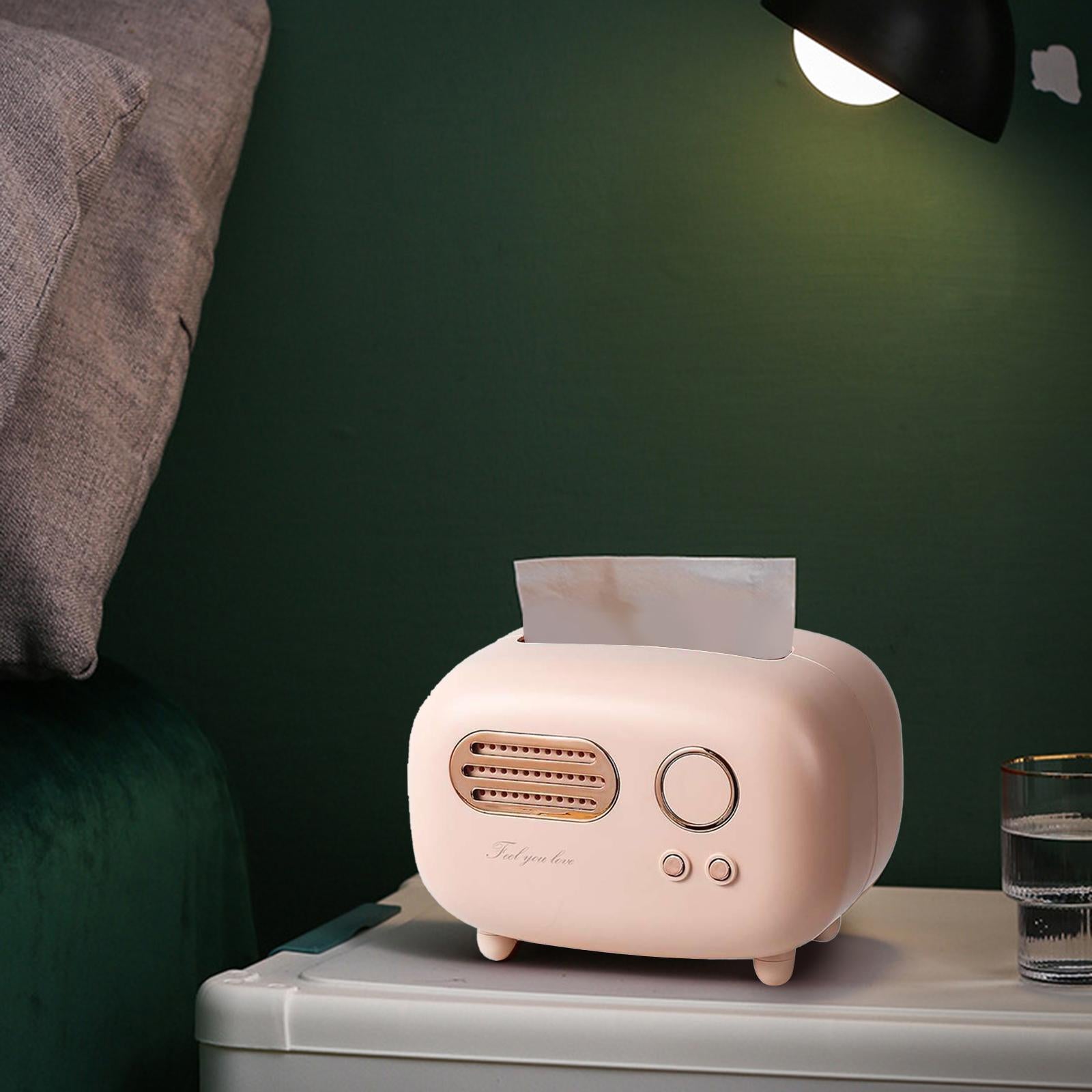 Radio Tissue Box Cover Napkin Storage Box for Cabinet Car Furnishings Pink