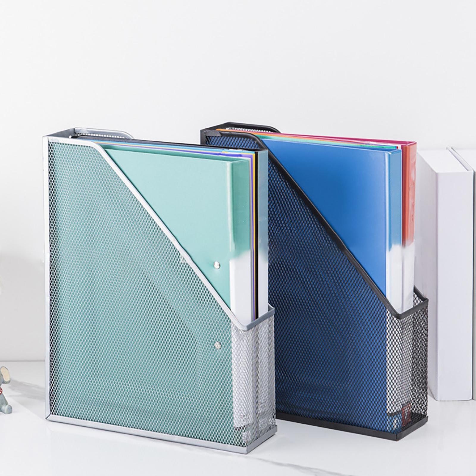 Metal Magazine File Holder Magazines Container for Work Desktops Supplies Black