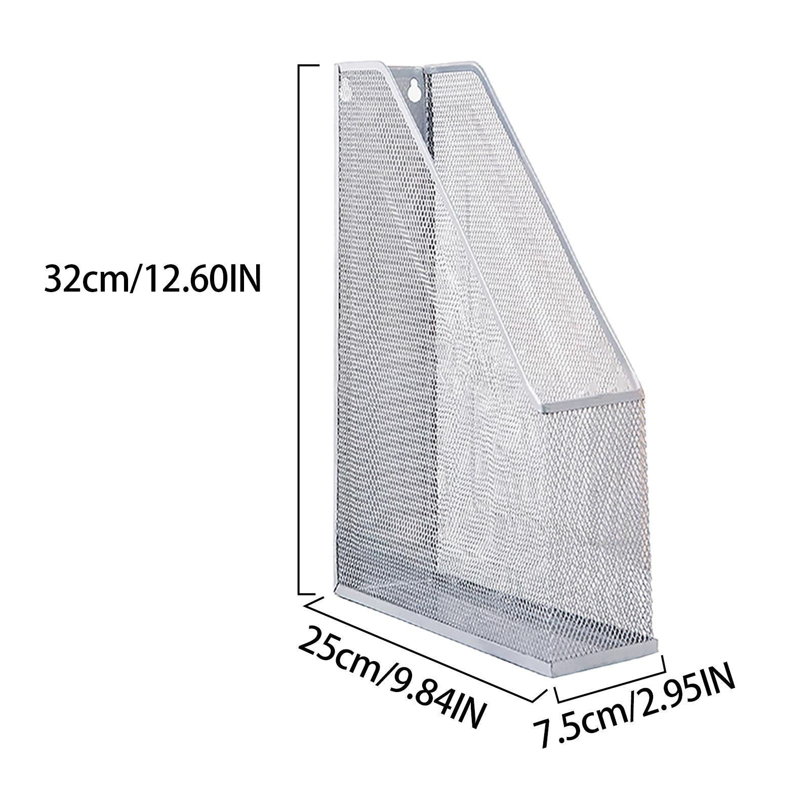 Metal Magazine File Holder Magazines Container for Work Desktops Supplies Silver