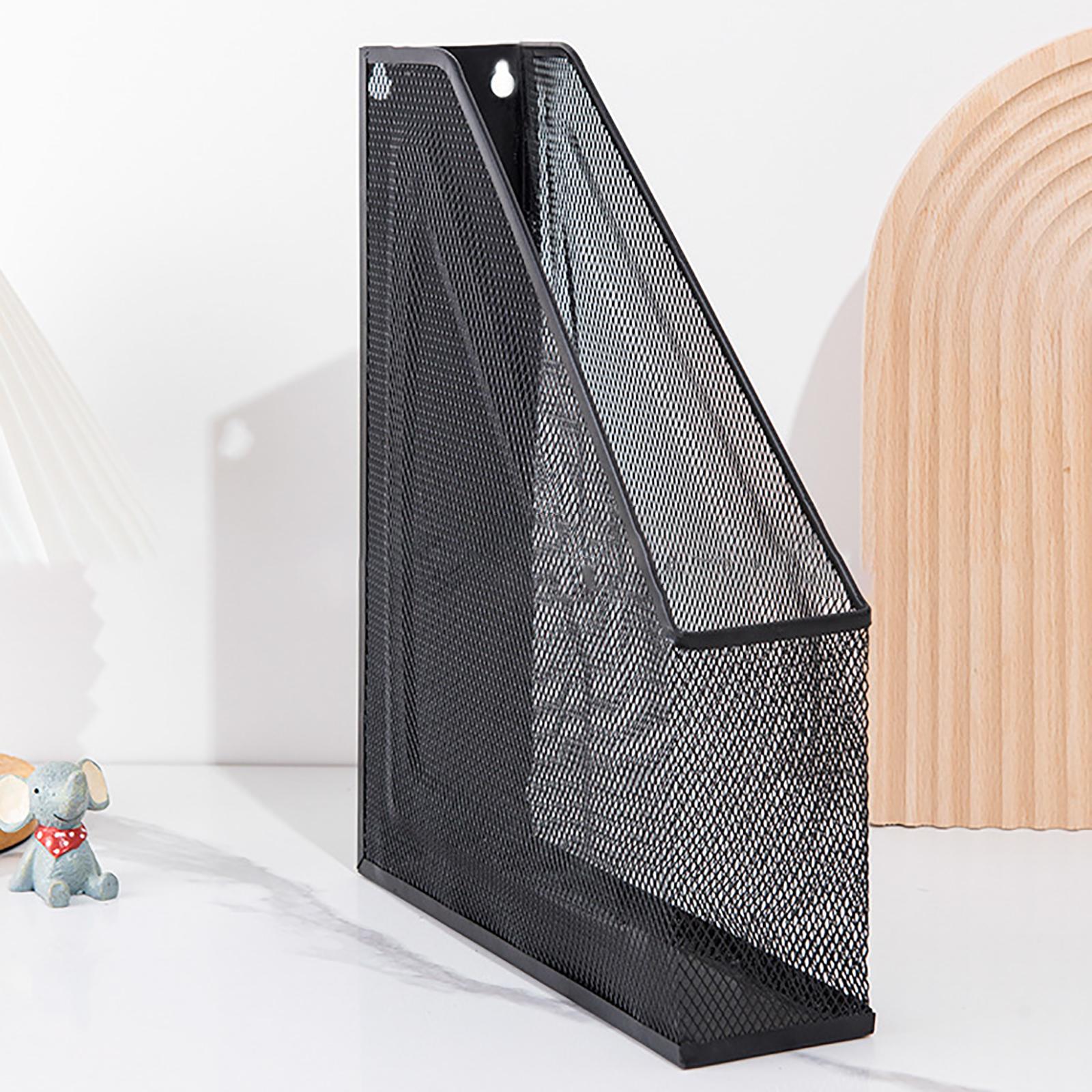 Metal Magazine File Holder Magazines Container for Work Desktops Supplies Silver