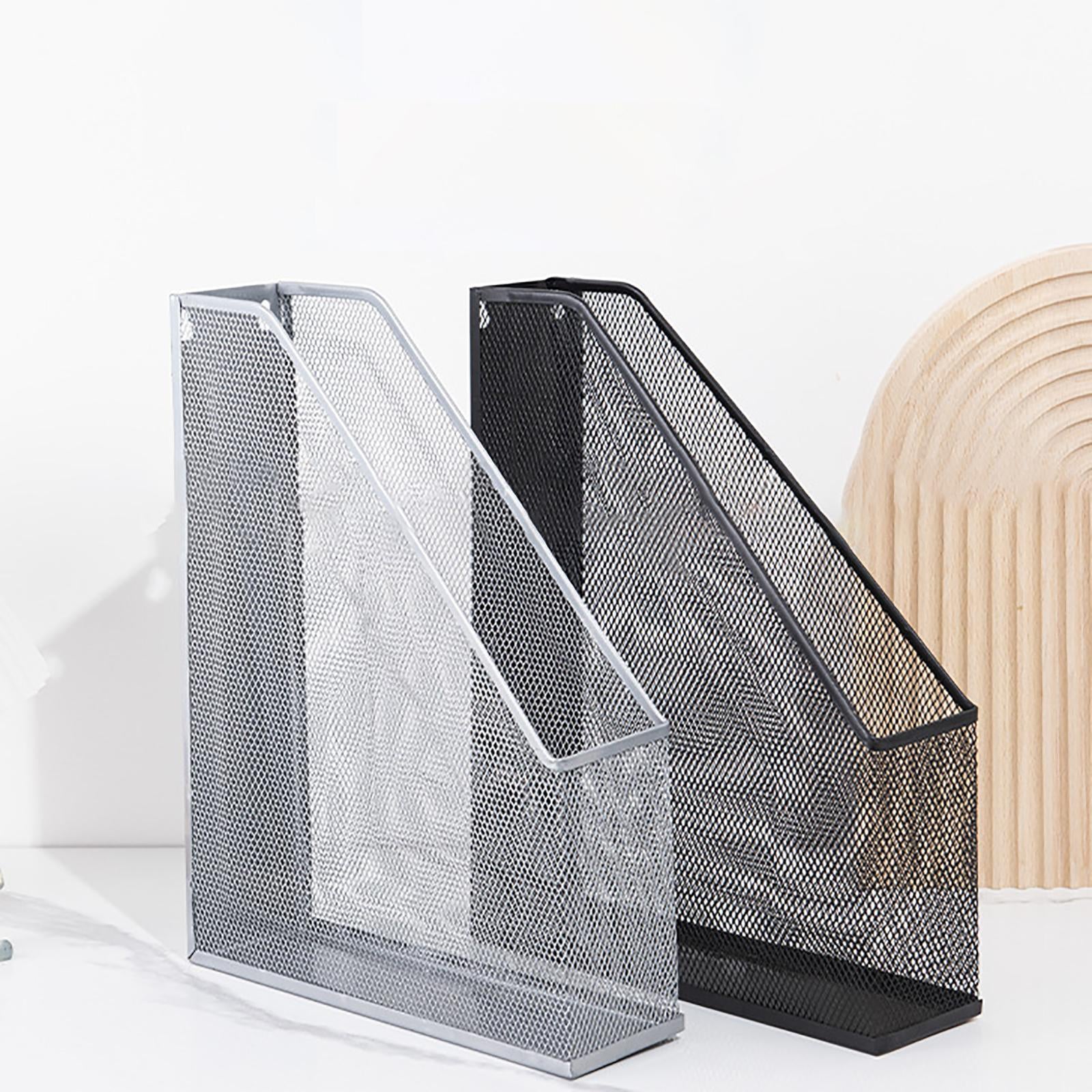Metal Magazine File Holder Magazines Container for Work Desktops Supplies Silver