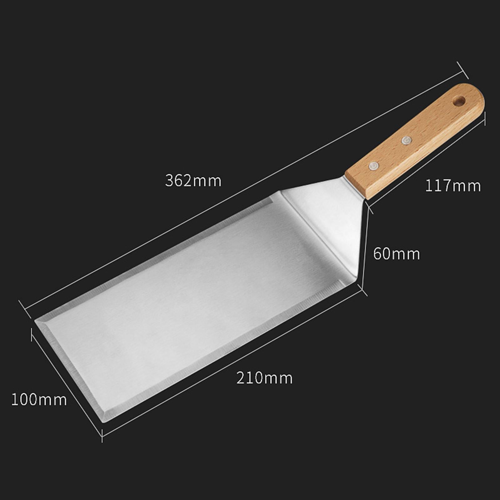 Professional Grill Griddle Spatula Wooden Handle Heavy Duty for Bacon Steak