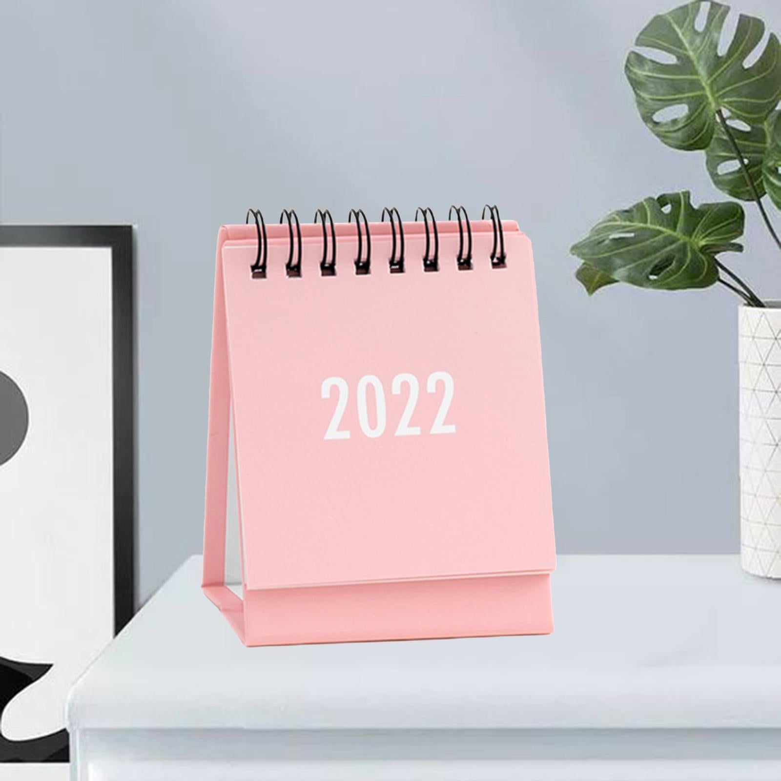 Desktop Calendar Table Work Top Planner Organizer for Home Office Pink