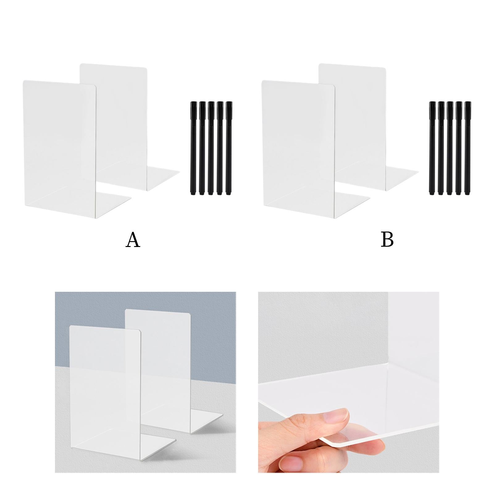 Book End Desktop Organizer Book Stopper for Workspace Library Magazine File Transparent