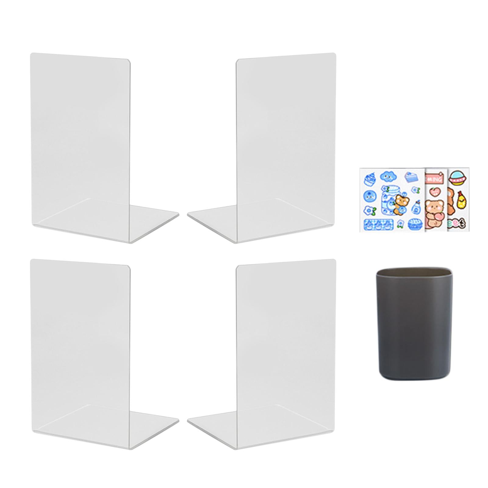 Book Ends with Pencil Holder Books Stand for Stationery Papers Pen Matte