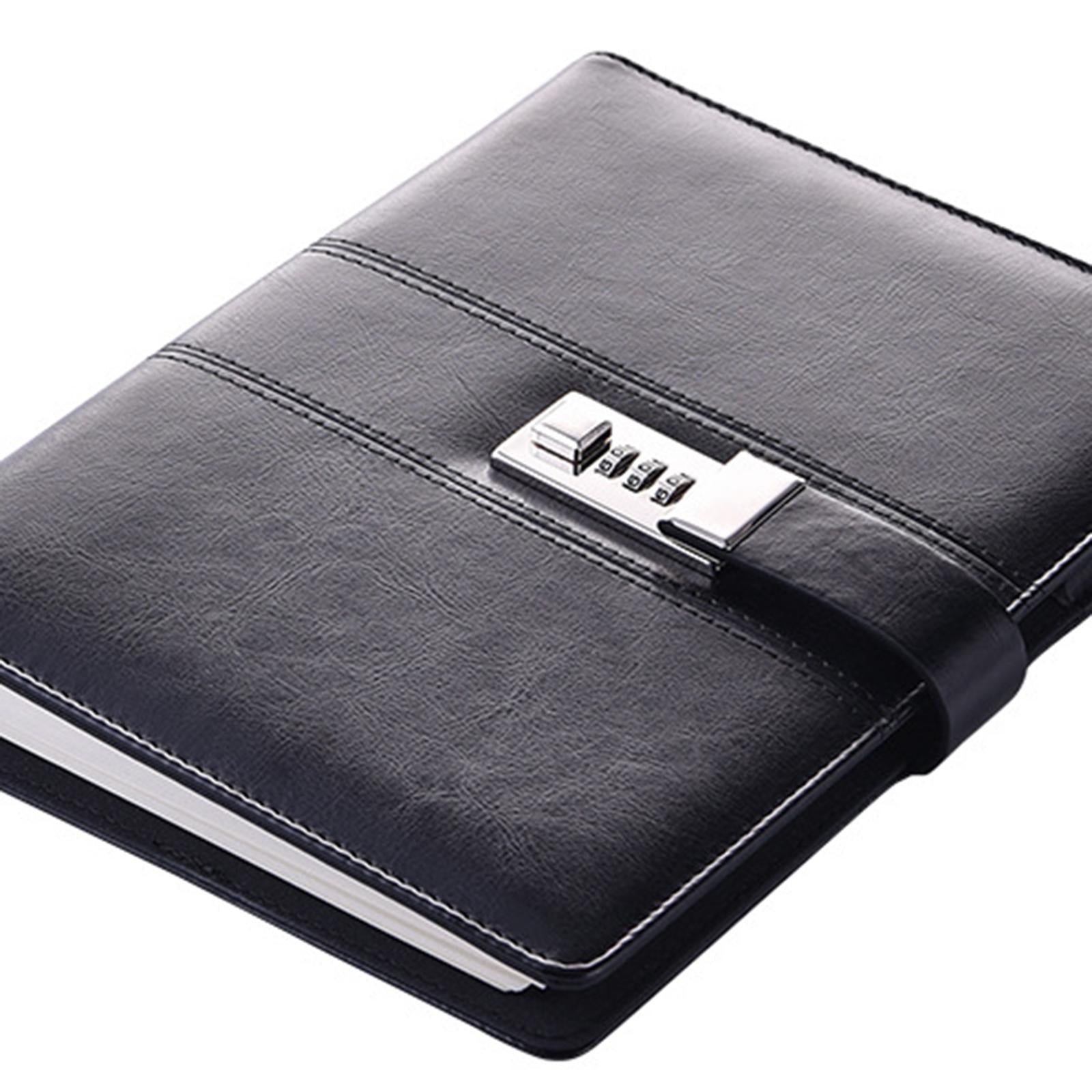 PU Journal Notebook Pad w/ Lock Strategy Deily Record Diary Stationery Black
