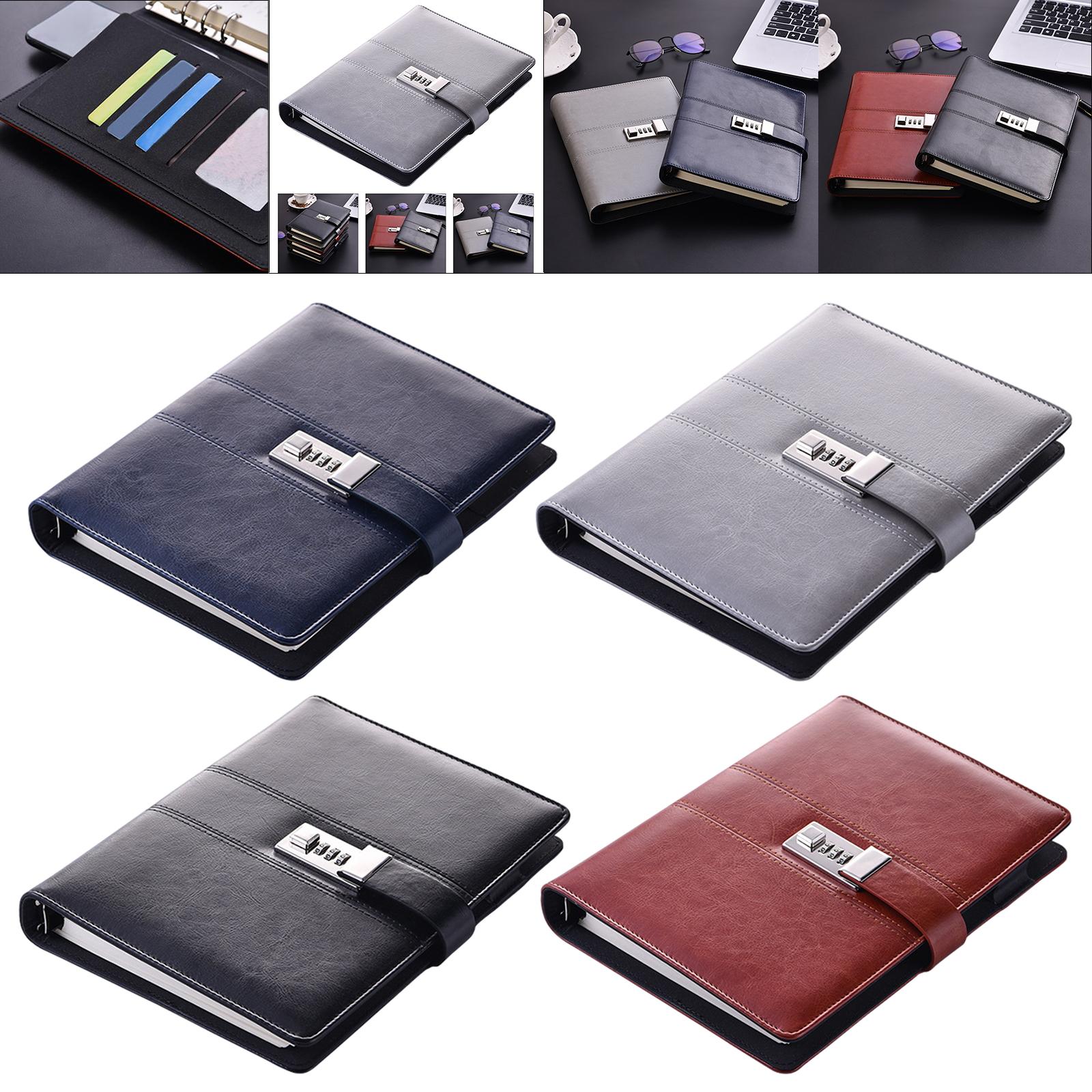 PU Journal Notebook Pad w/ Lock Strategy Deily Record Diary Stationery Black