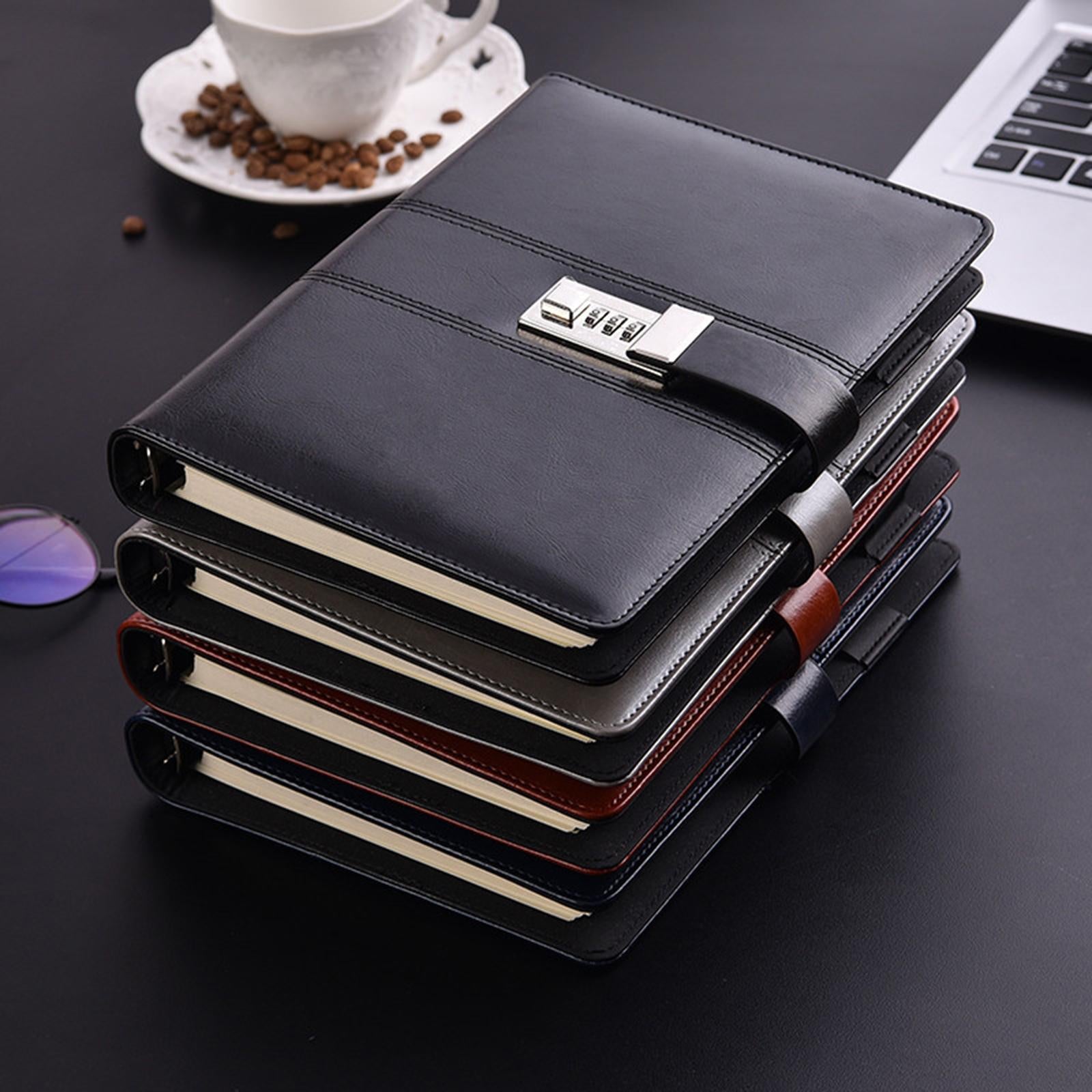 PU Journal Notebook Pad w/ Lock Strategy Deily Record Diary Stationery Black