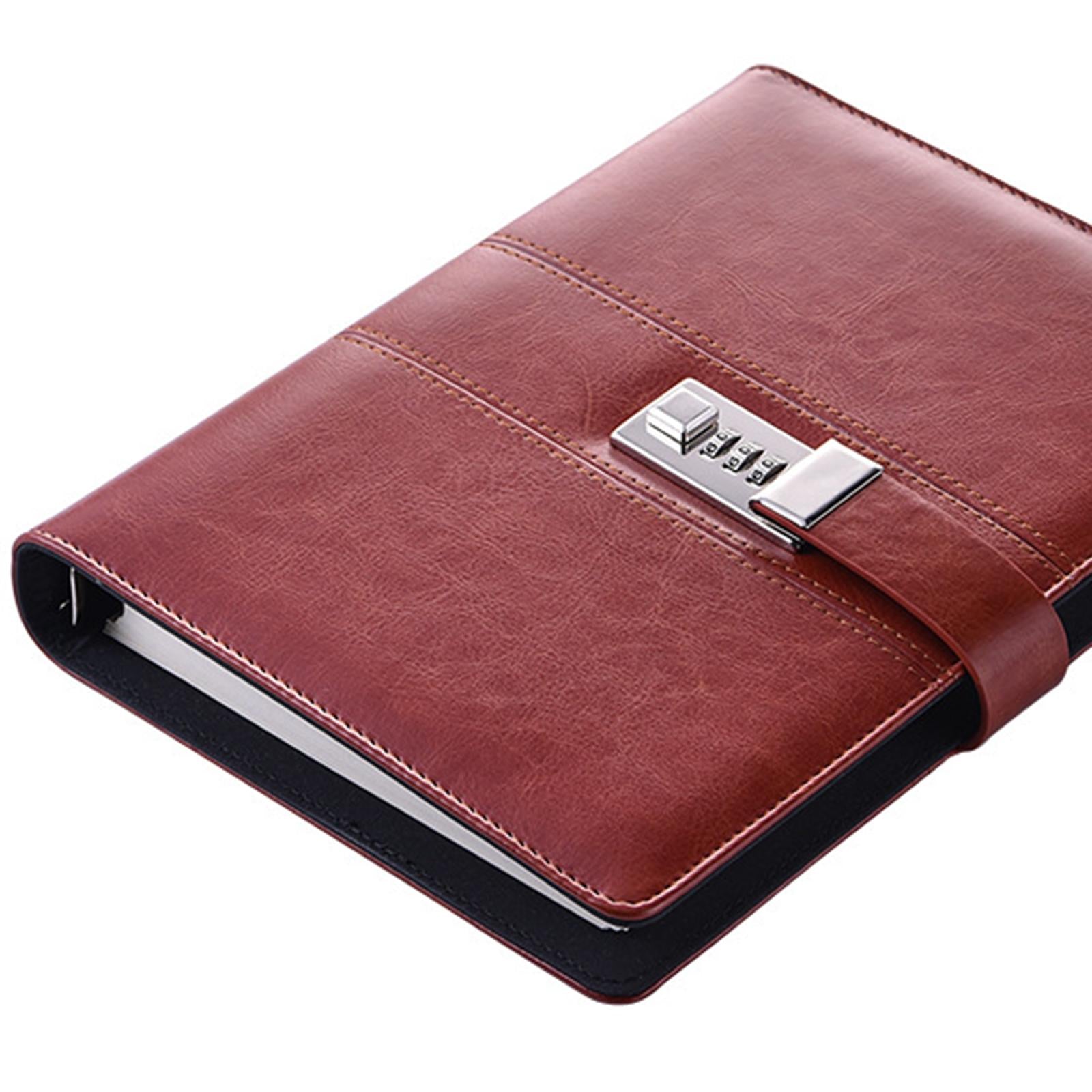 PU Journal Notebook Pad w/ Lock Strategy Deily Record Diary Stationery Brown